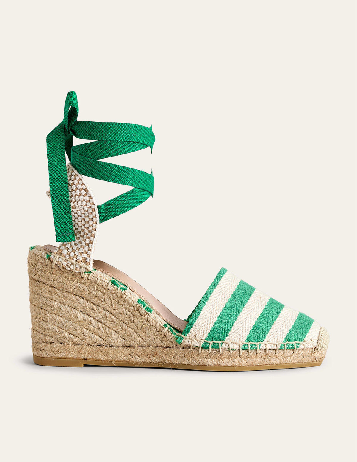 Esme Espadrille Wedges-Green Stripe-1