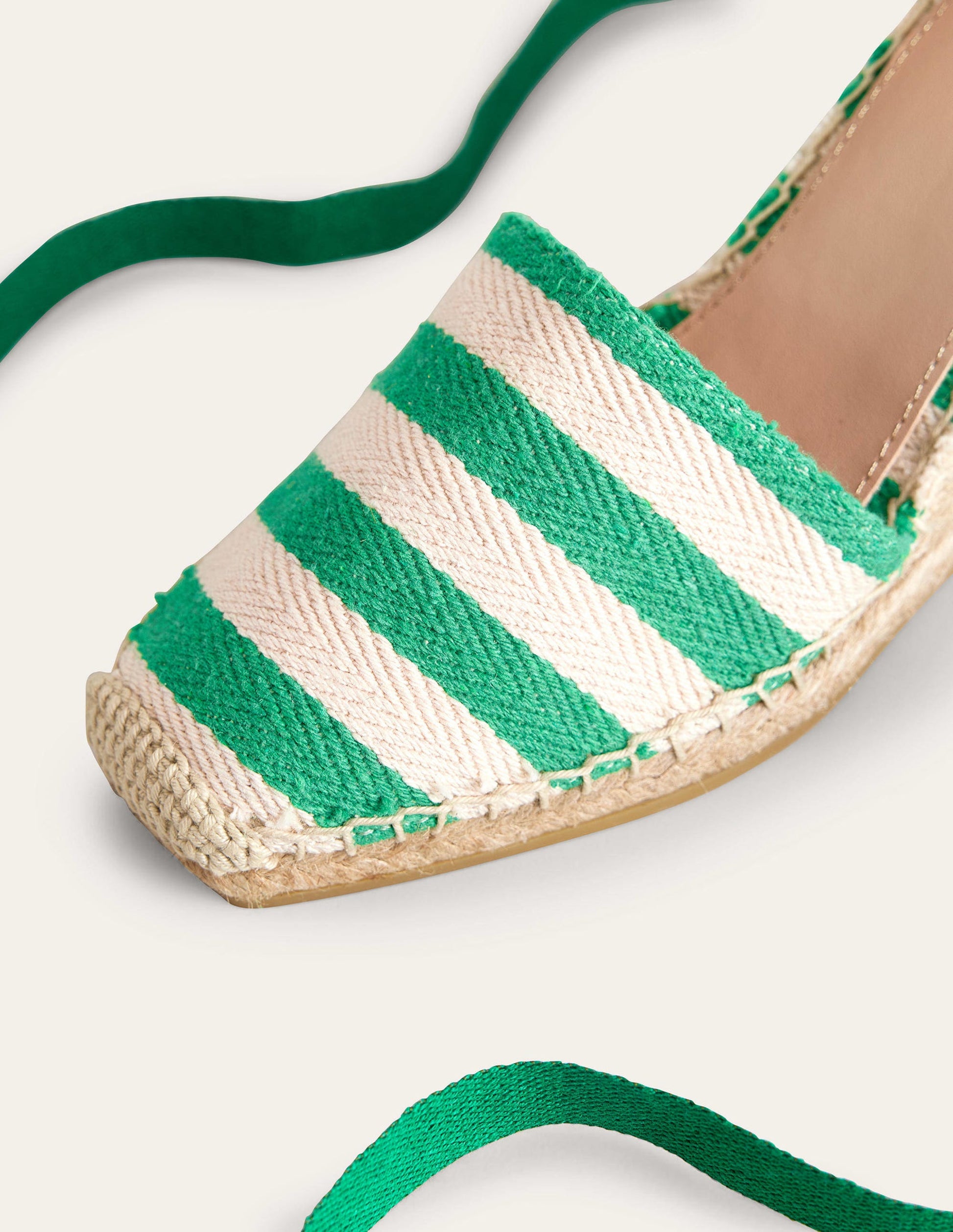 Esme Espadrille Wedges-Green Stripe-3