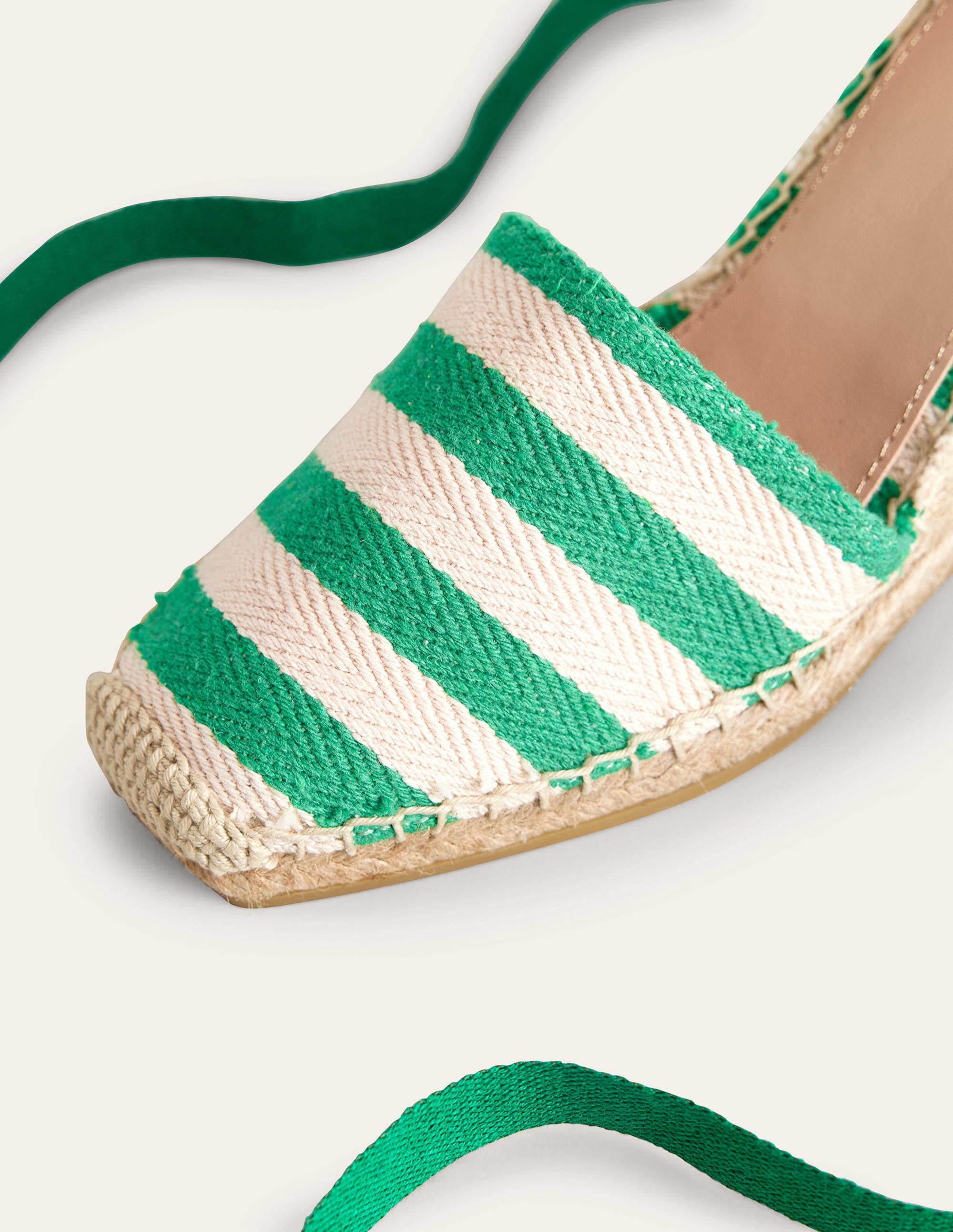 Esme Espadrille Wedges-Green Stripe - Image 3