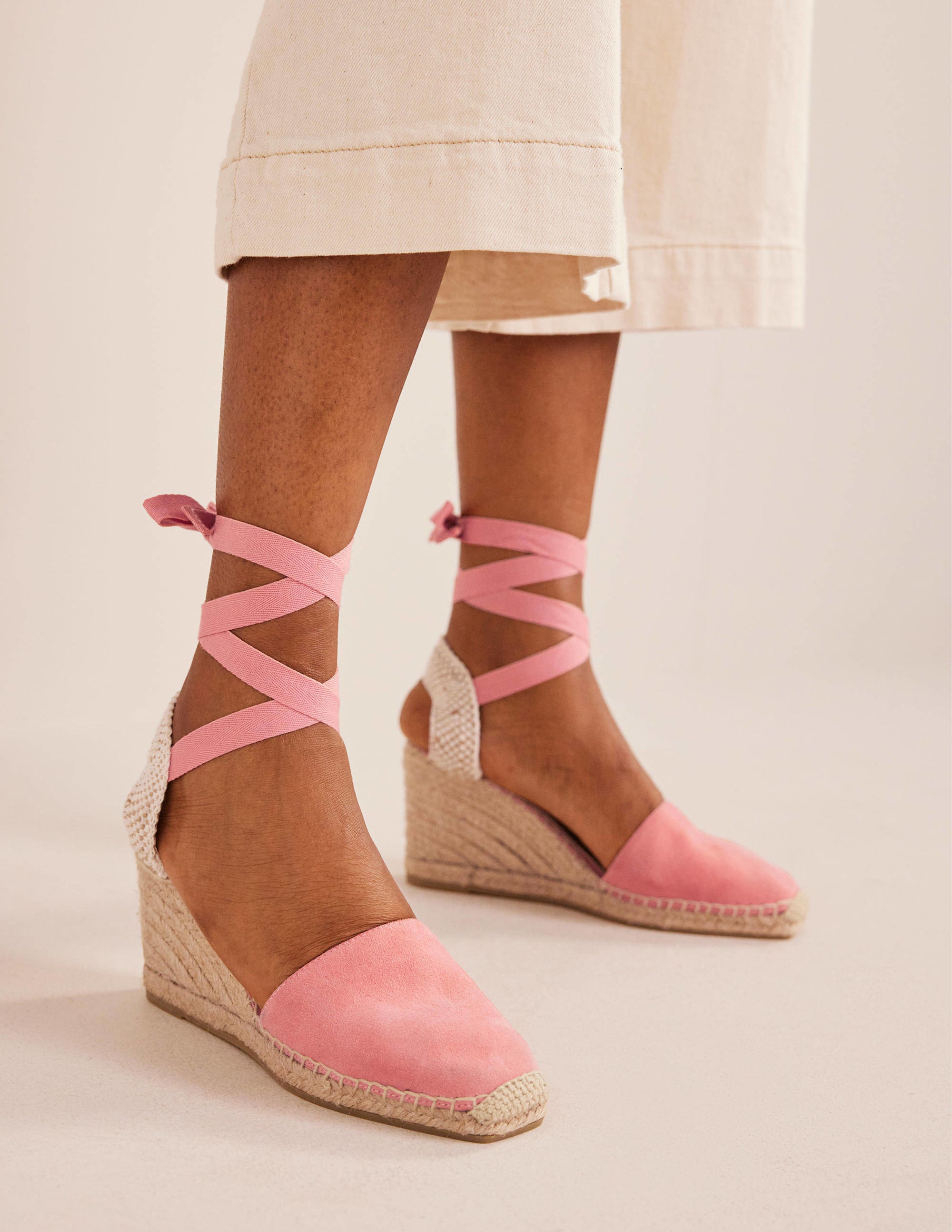 Esme Espadrille Wedges-Blush Suede - Image 1