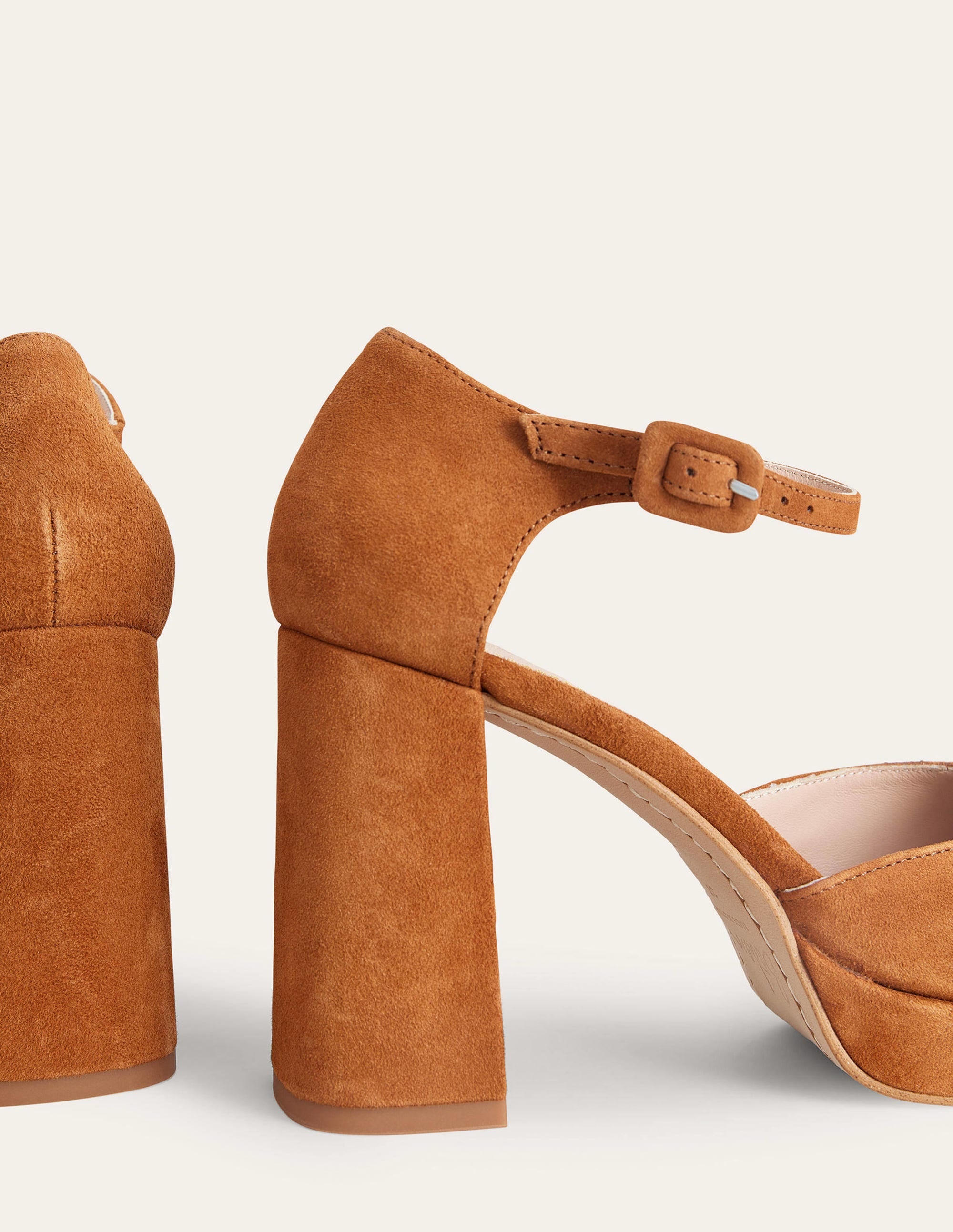 Closed-Toe Heeled Platforms-Ginger Snap Suede - Image 3