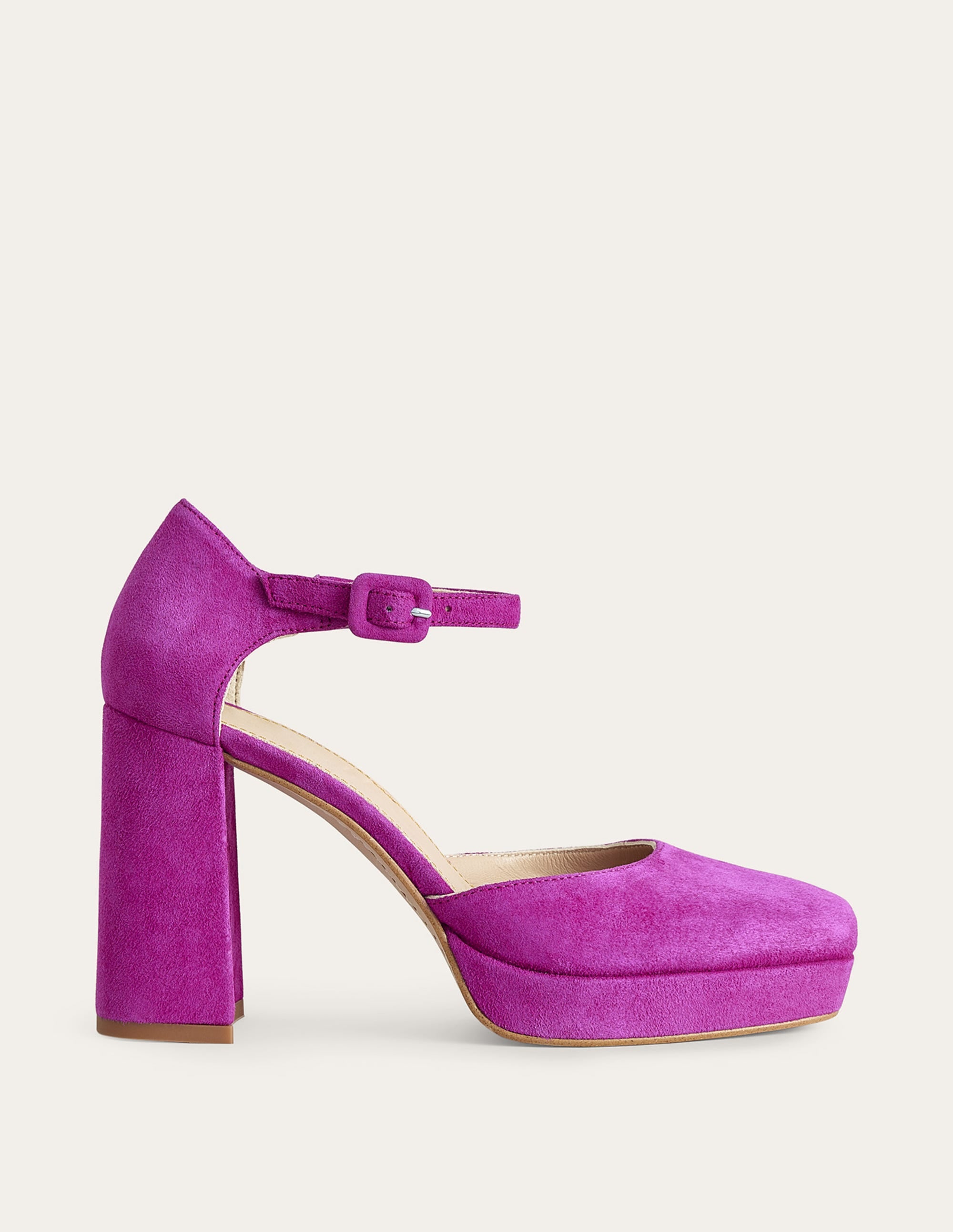 Closed-Toe Heeled Platforms-Deep Rose Violet Suede - Image 1