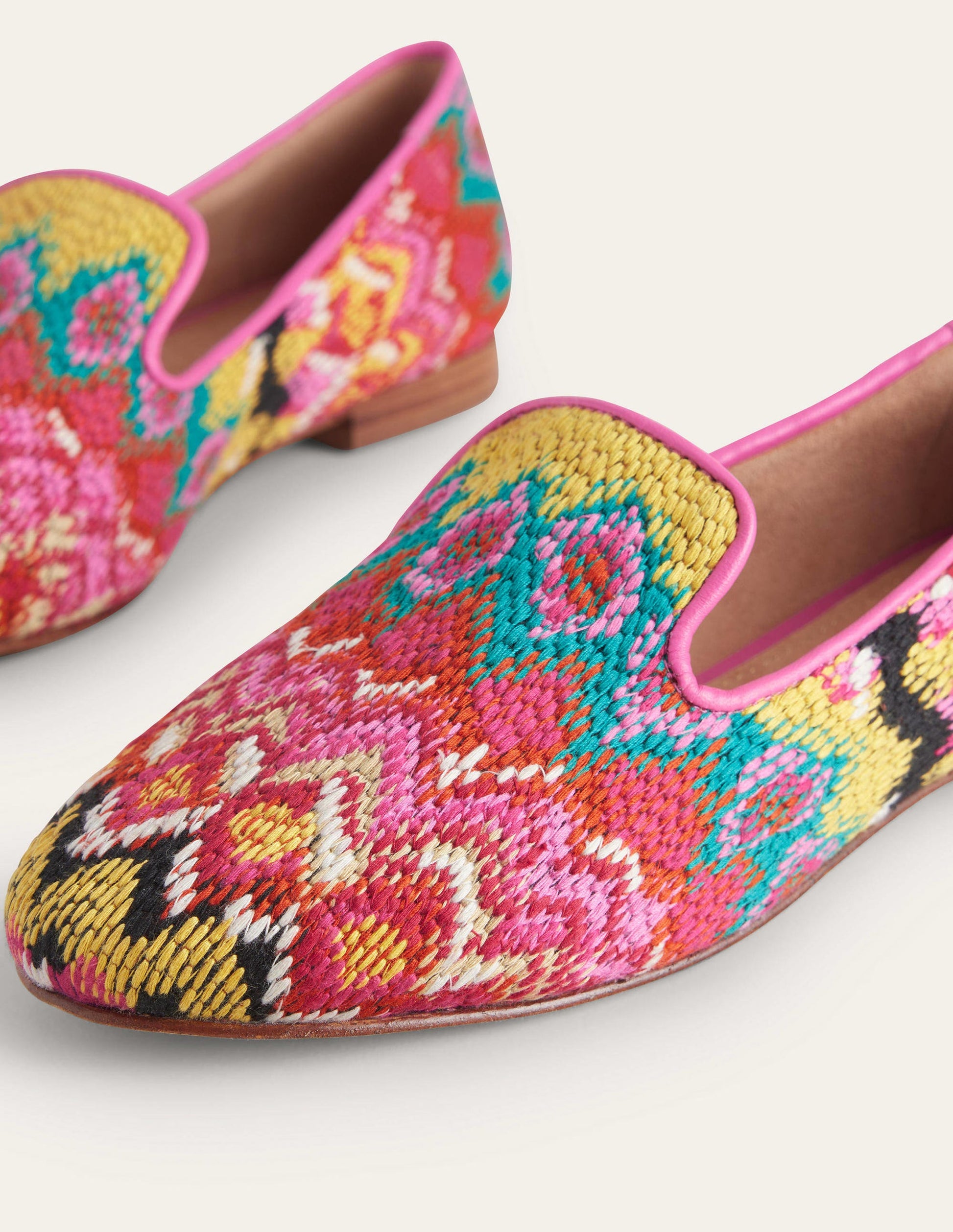 Tapestry Embroidered Loafers-Multi, Textured Ikat-3