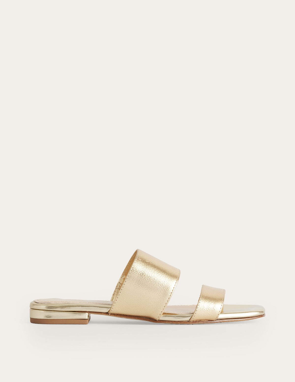 Two Strap Sandals-Gold Metallic Tumbled Leather-1