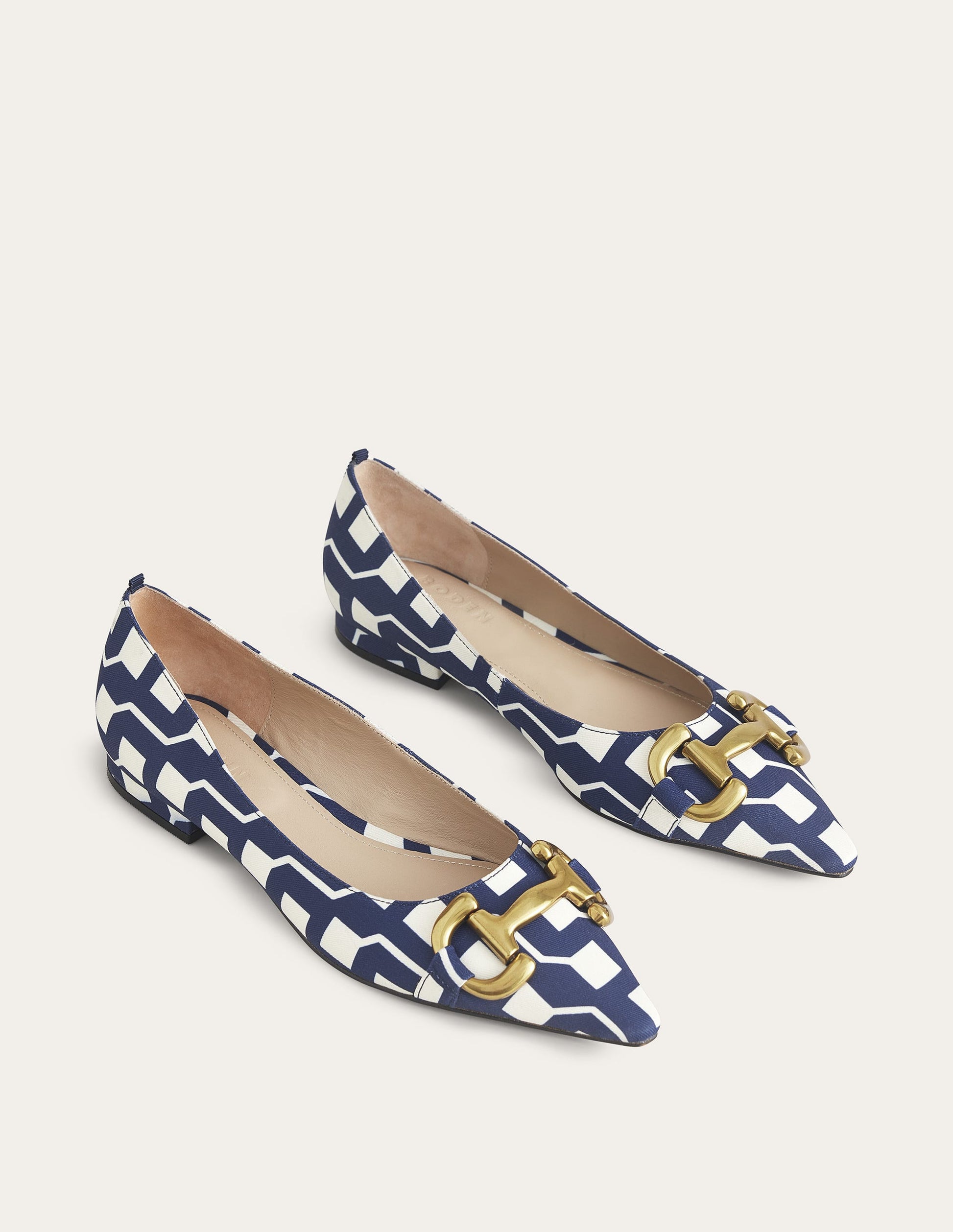 Snaffle Trim Ballet Flats-French Navy, Cube Geo-2