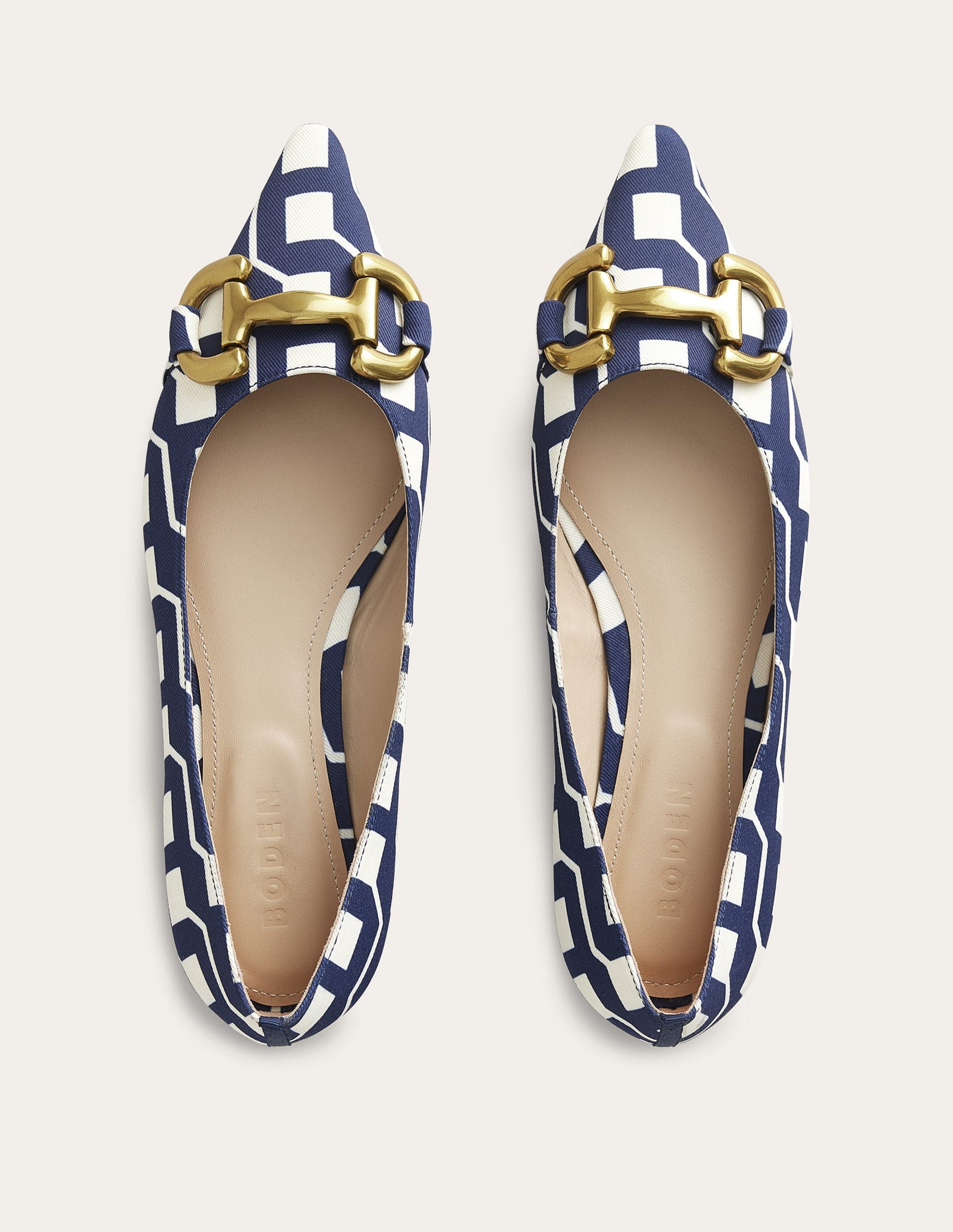 Snaffle Trim Ballet Flats-French Navy, Cube Geo-4