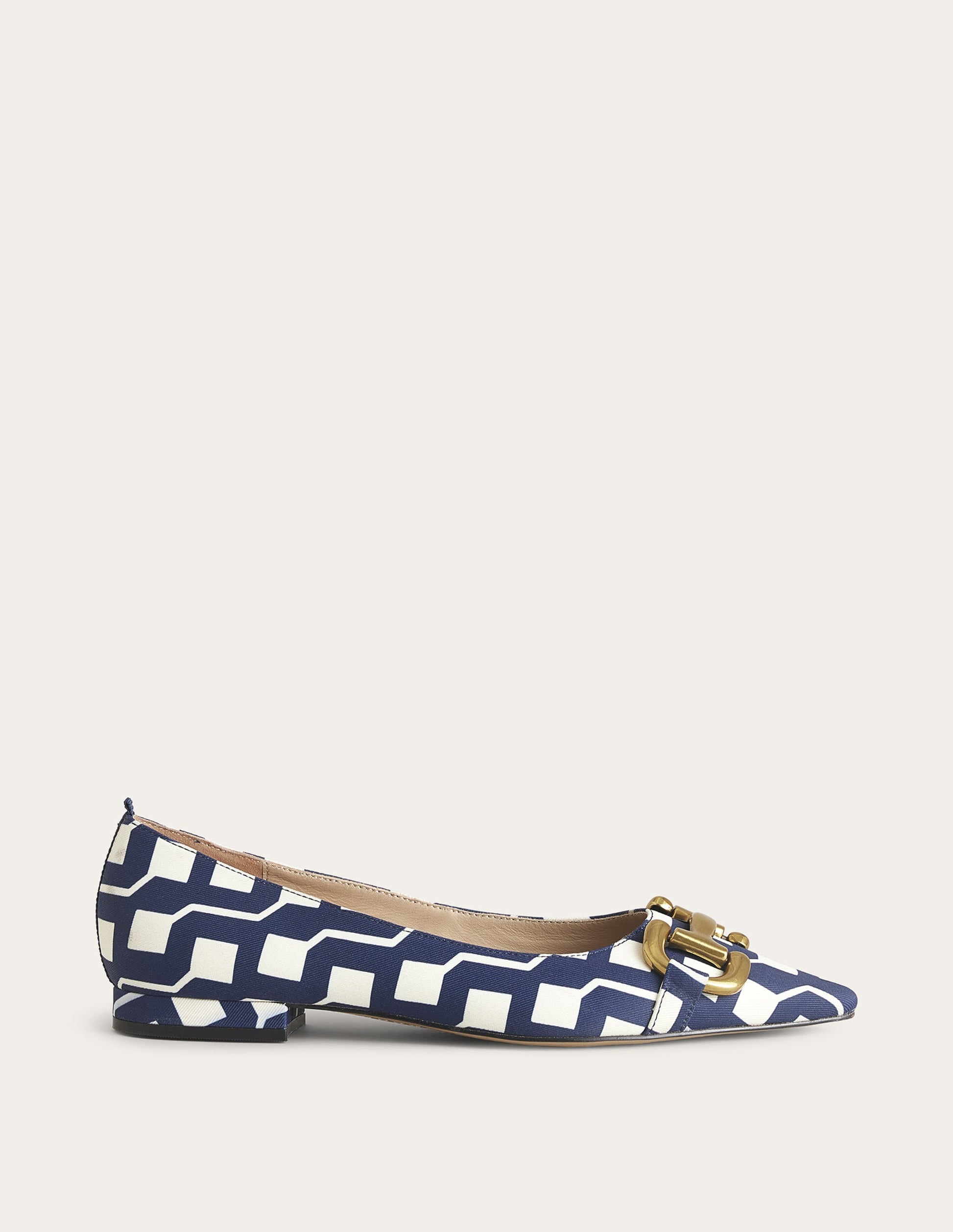 Snaffle Trim Ballet Flats-French Navy, Cube Geo-1