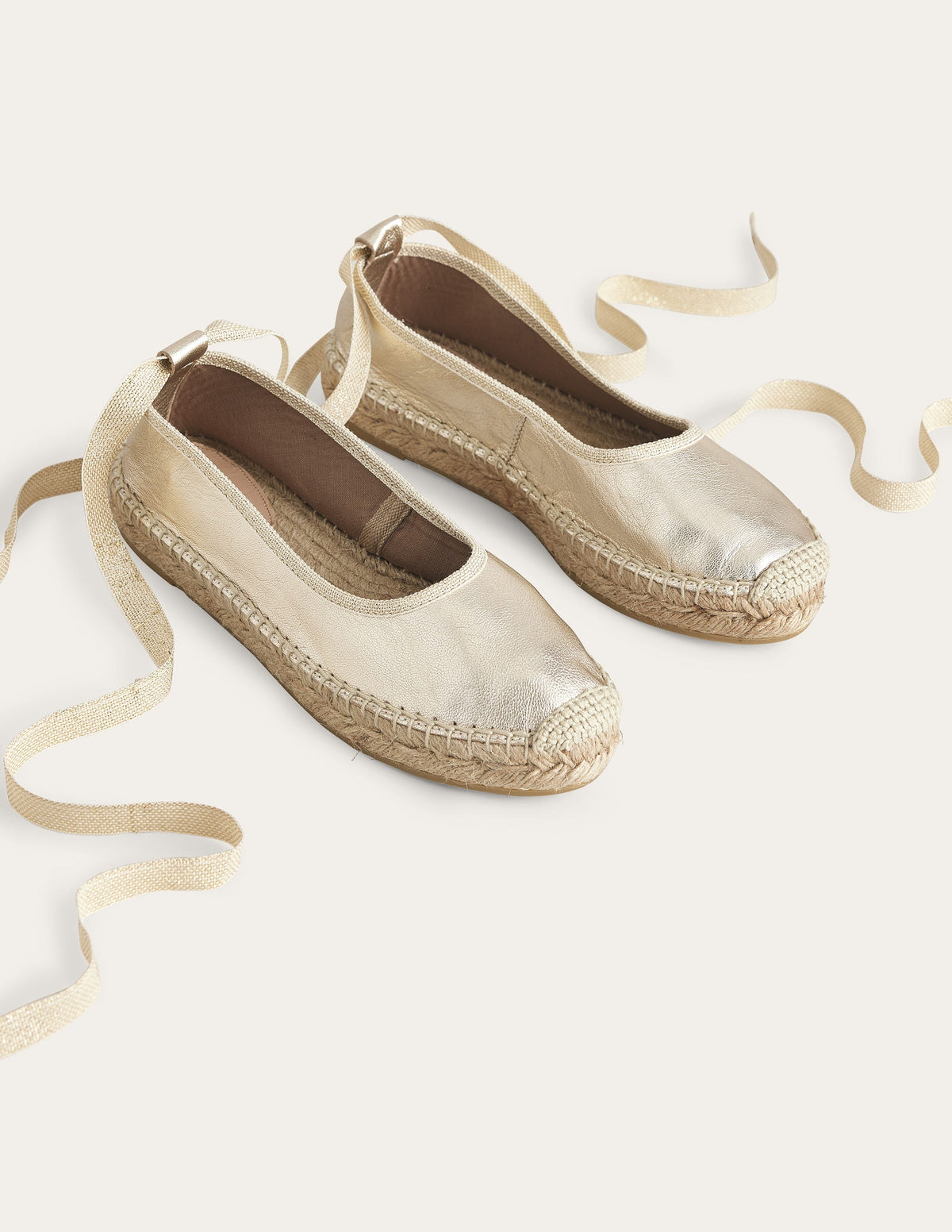 Ankle Tie Espadrilles-Gold Foil - Image 2