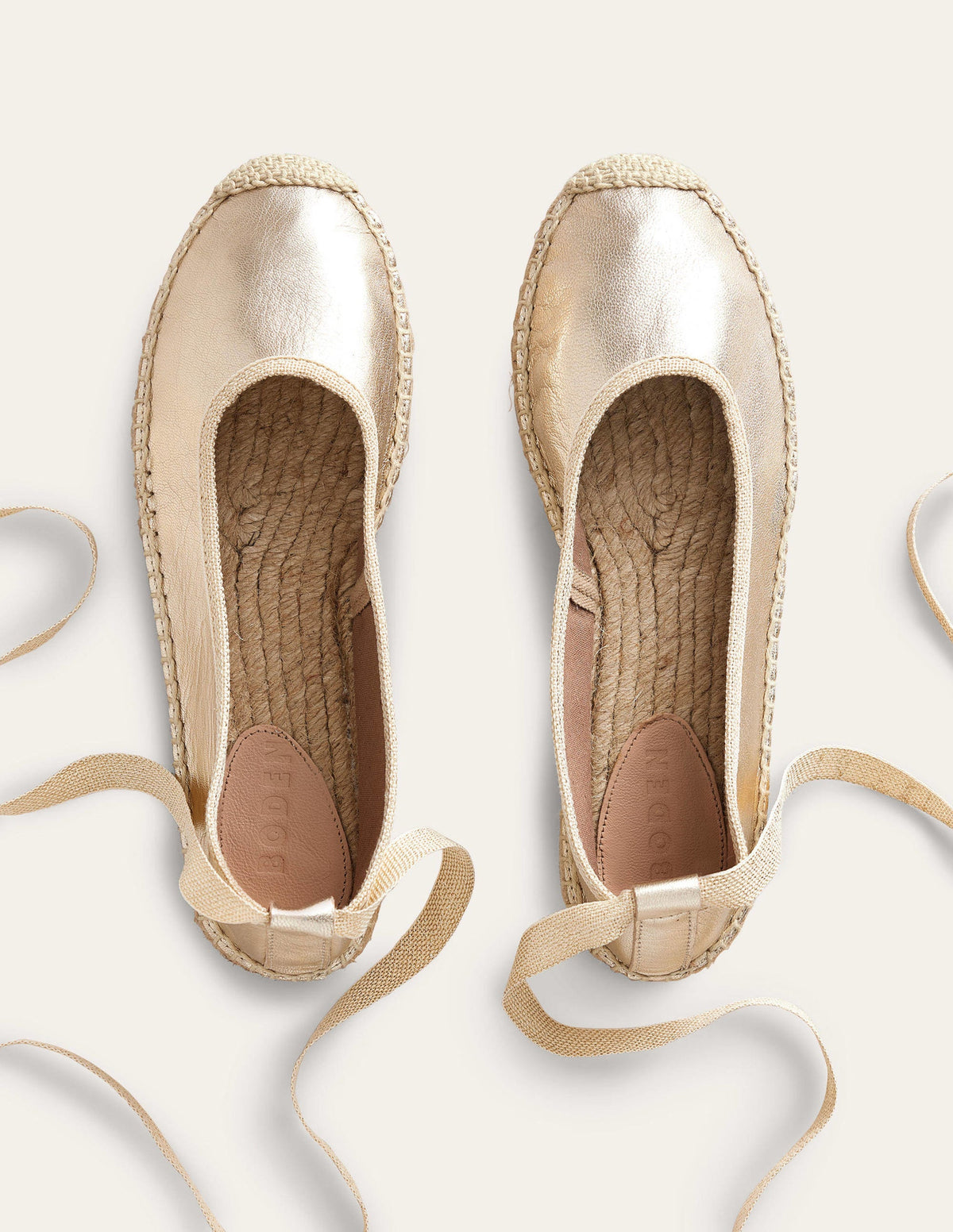 Ankle Tie Espadrilles-Gold Foil - Image 4