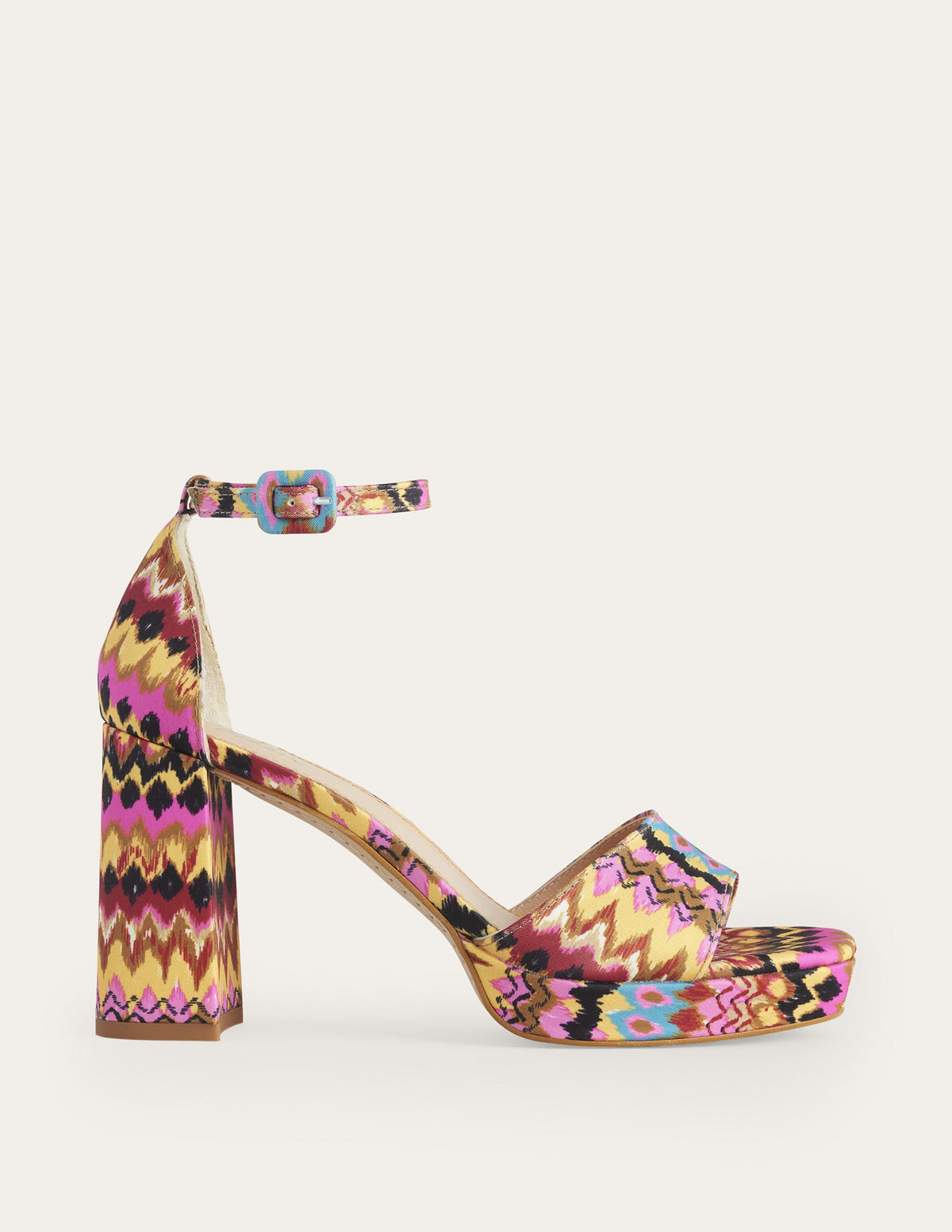 Heeled Platform Sandals-Multi, Textured Ikat-1