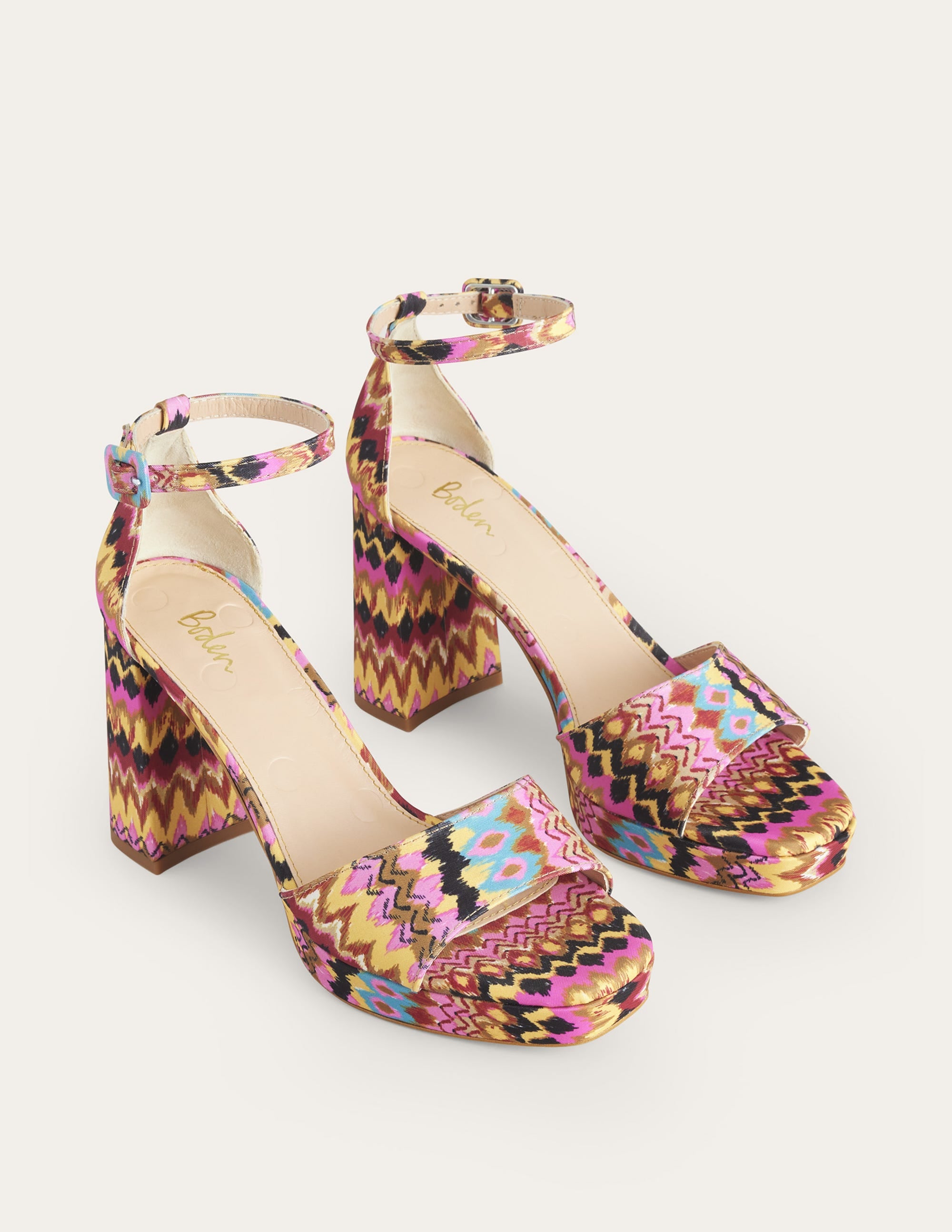 Heeled Platform Sandals-Multi, Textured Ikat - Image 2