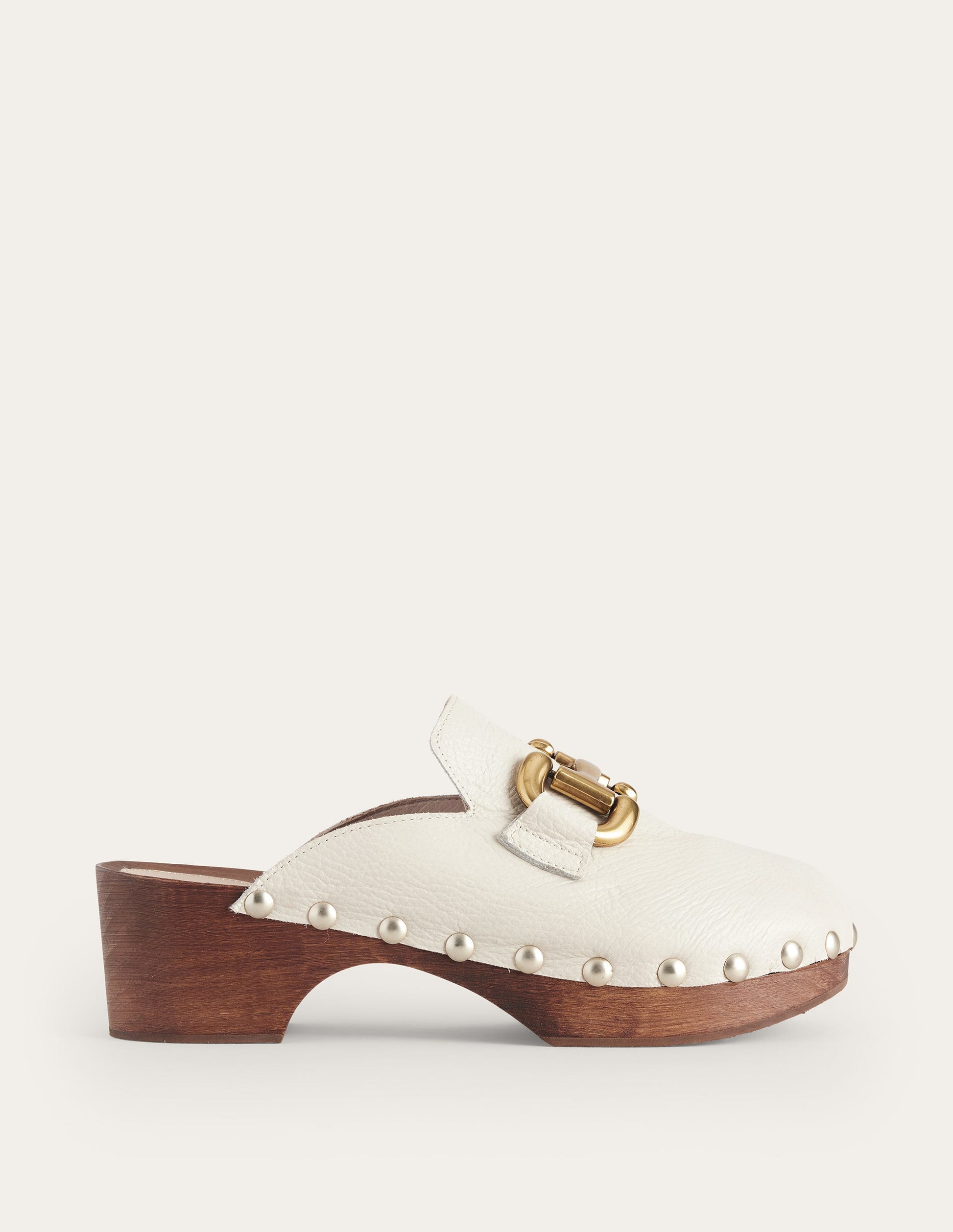 Iris Snaffle Heeled Clogs-Ecru-2