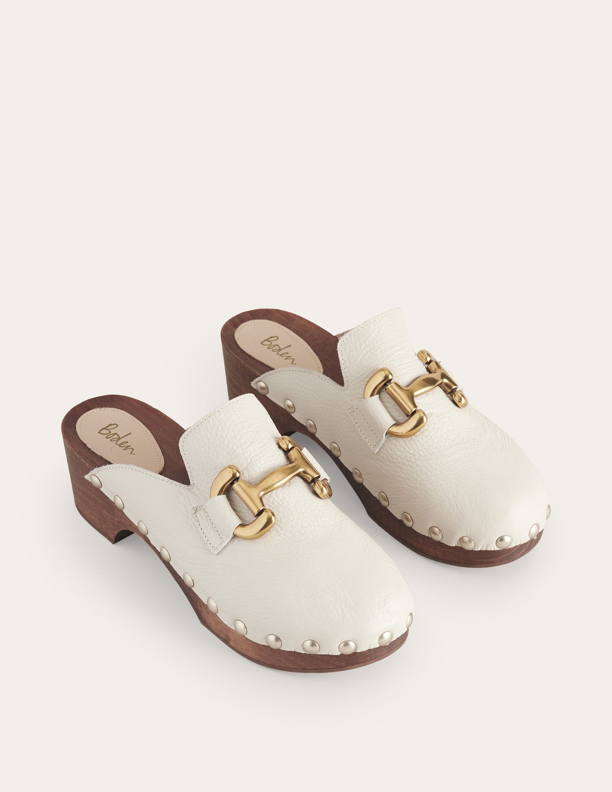 Iris Snaffle Heeled Clogs-Ecru-3