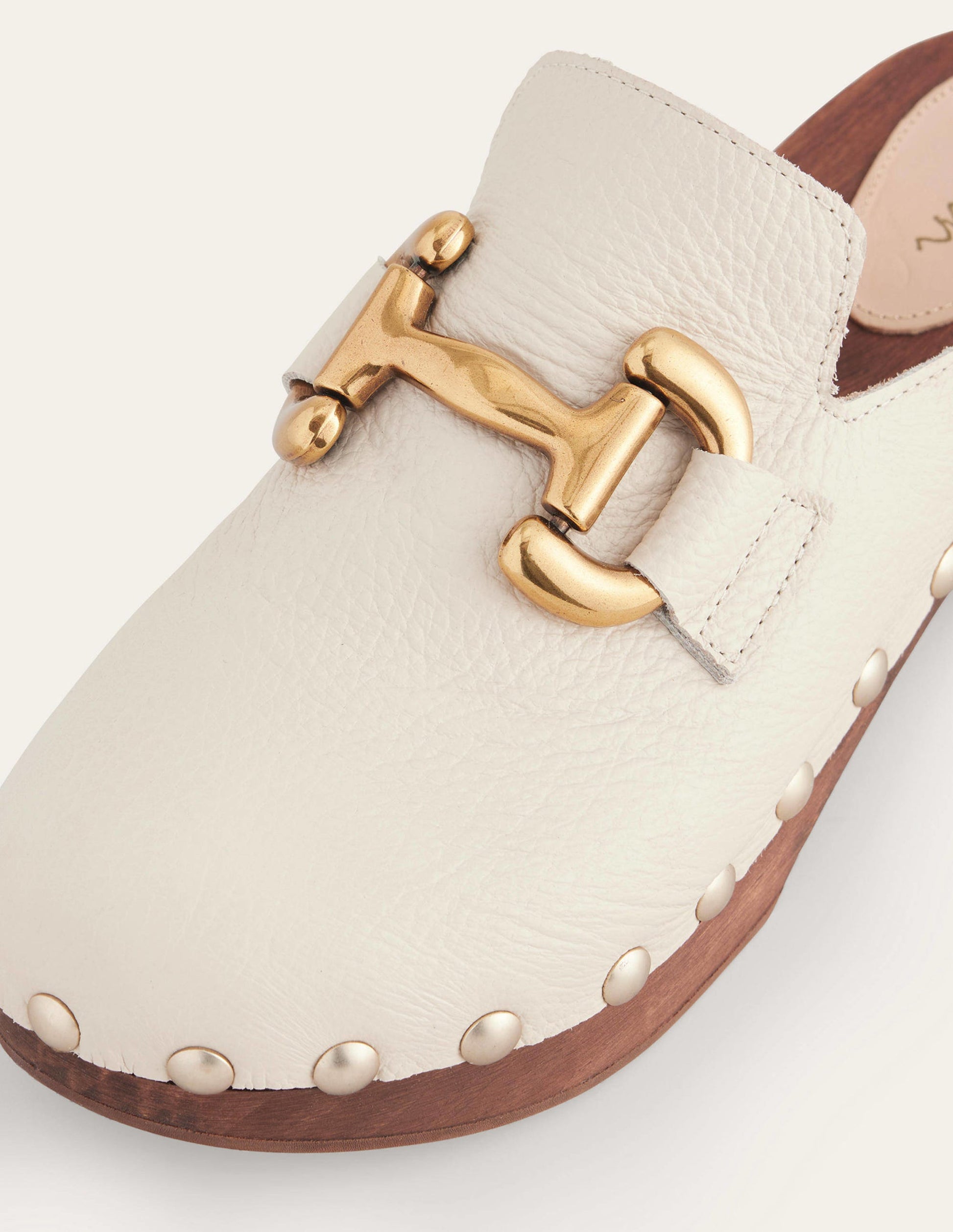 Iris Snaffle Heeled Clogs-Ecru-4