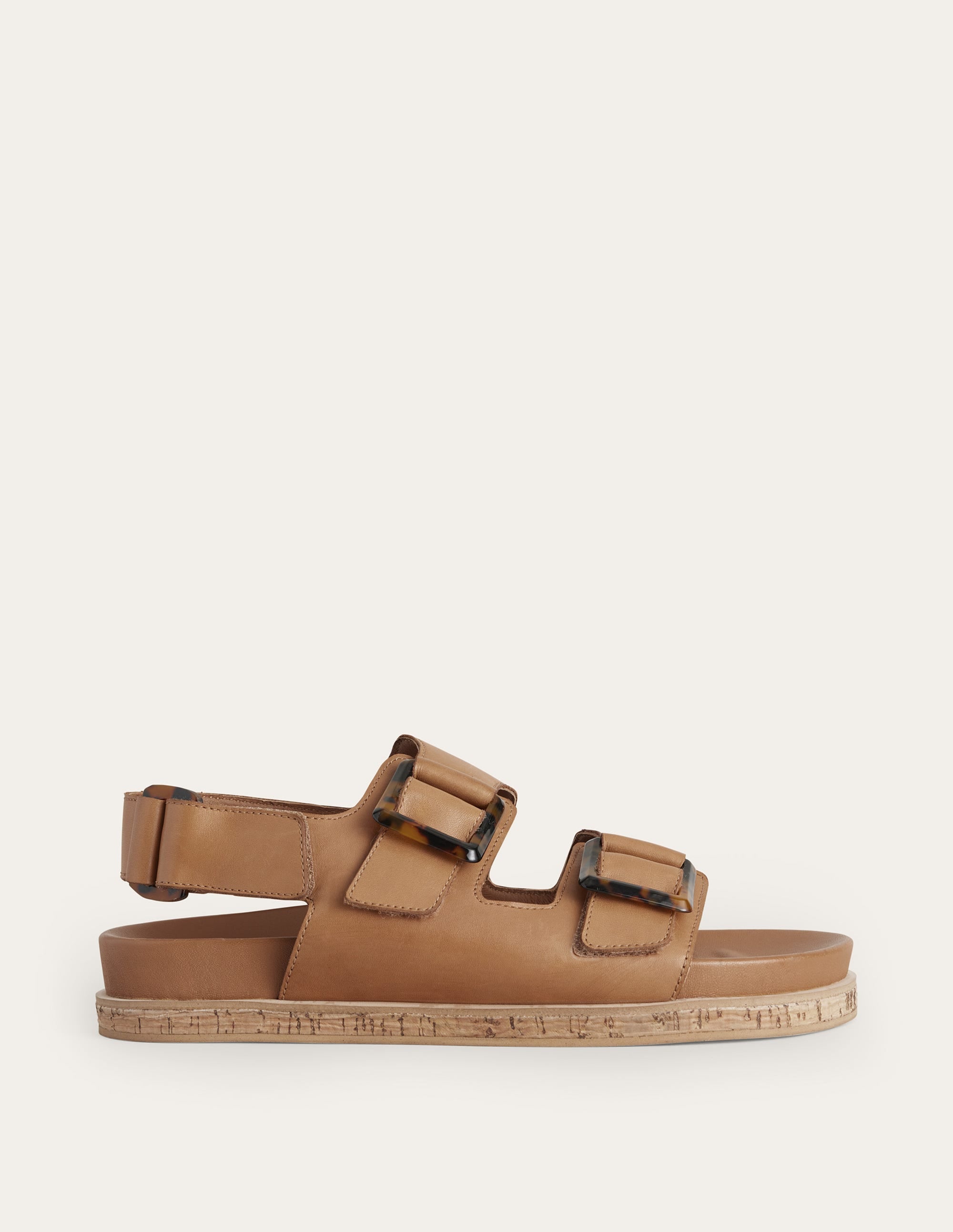 Chunky Flat Buckled Sandals-Golden Brown - Image 2