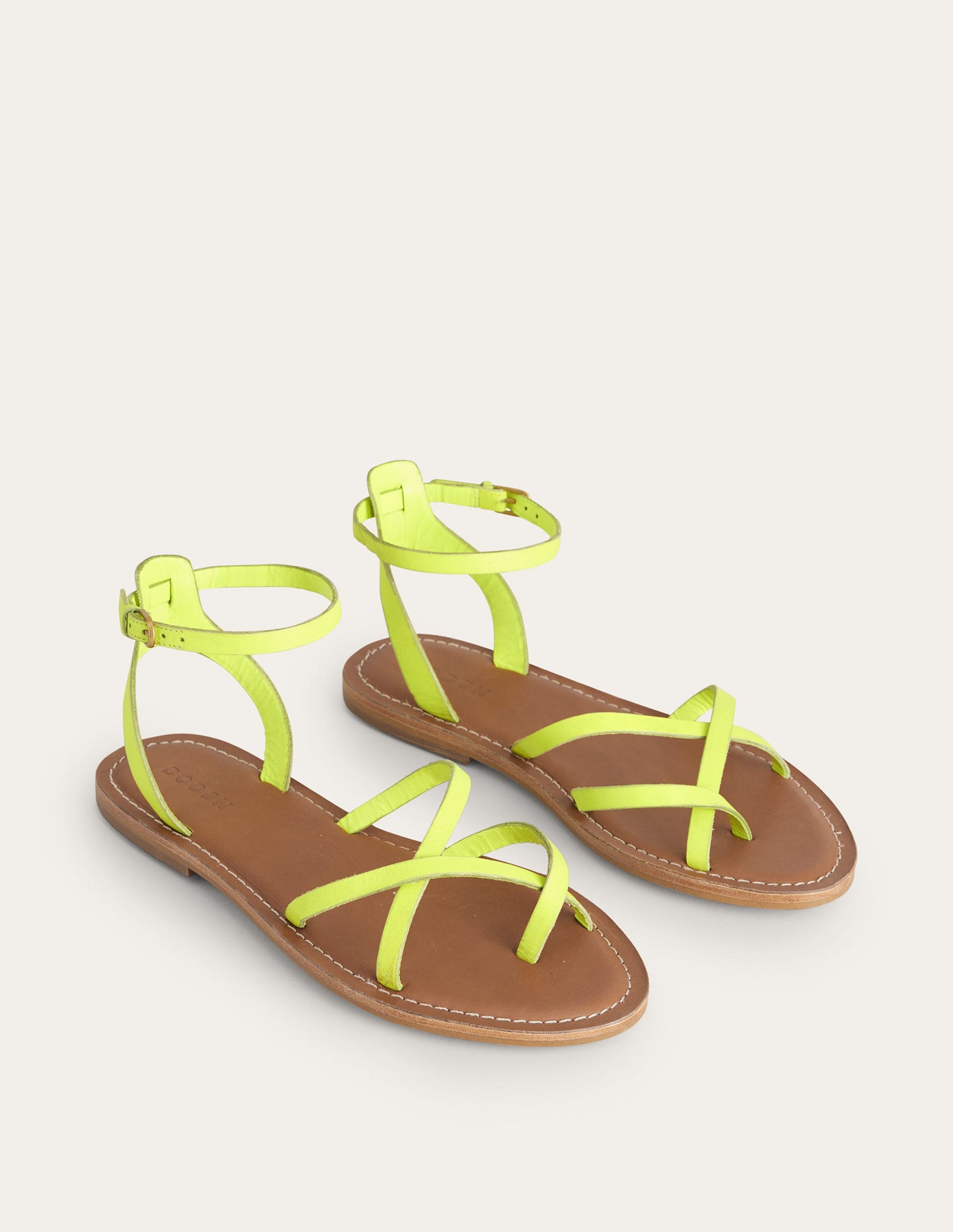 Easy Flat Sandals-Citrus Box Leather-3
