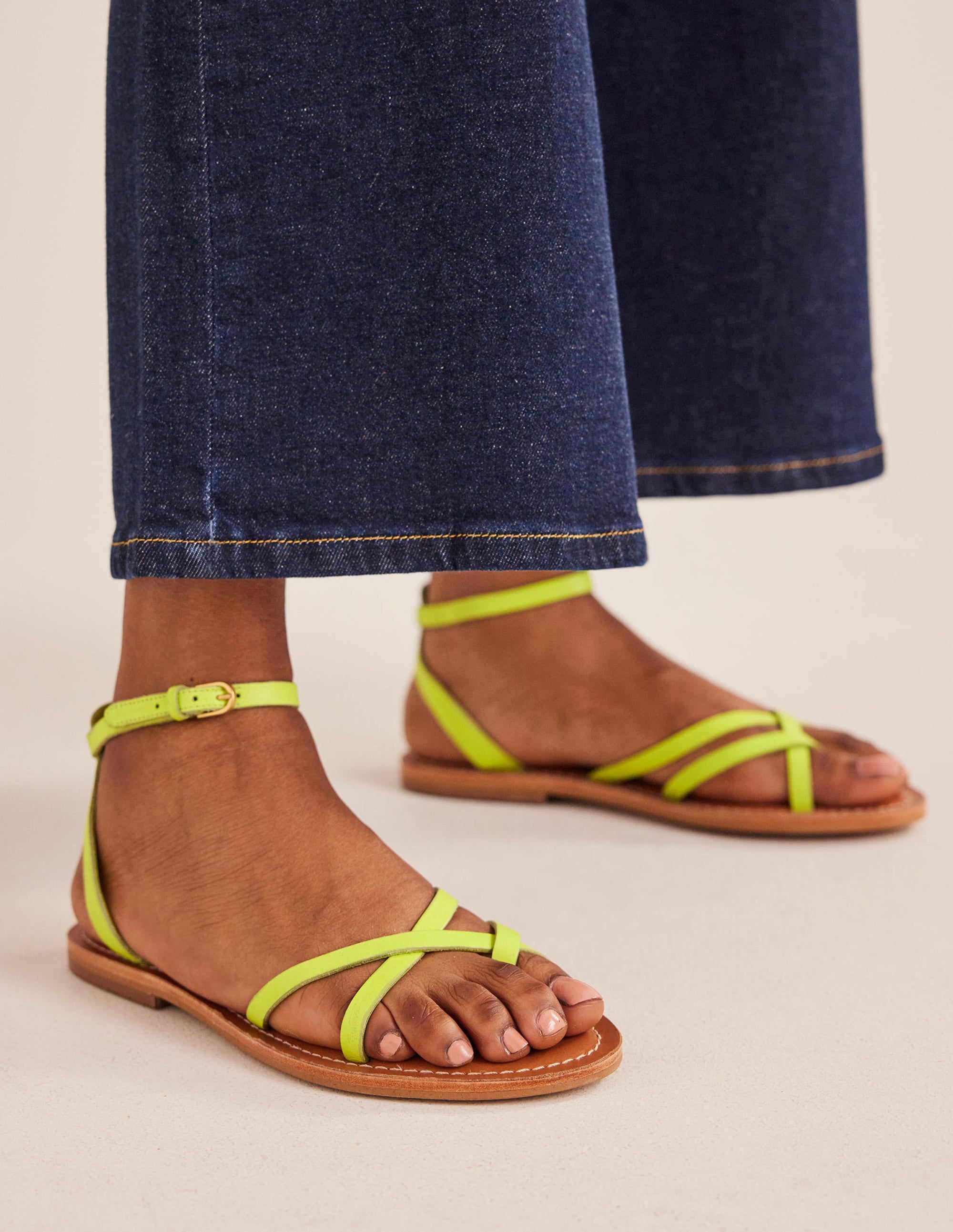 Easy Flat Sandals-Citrus Box Leather - Image 1