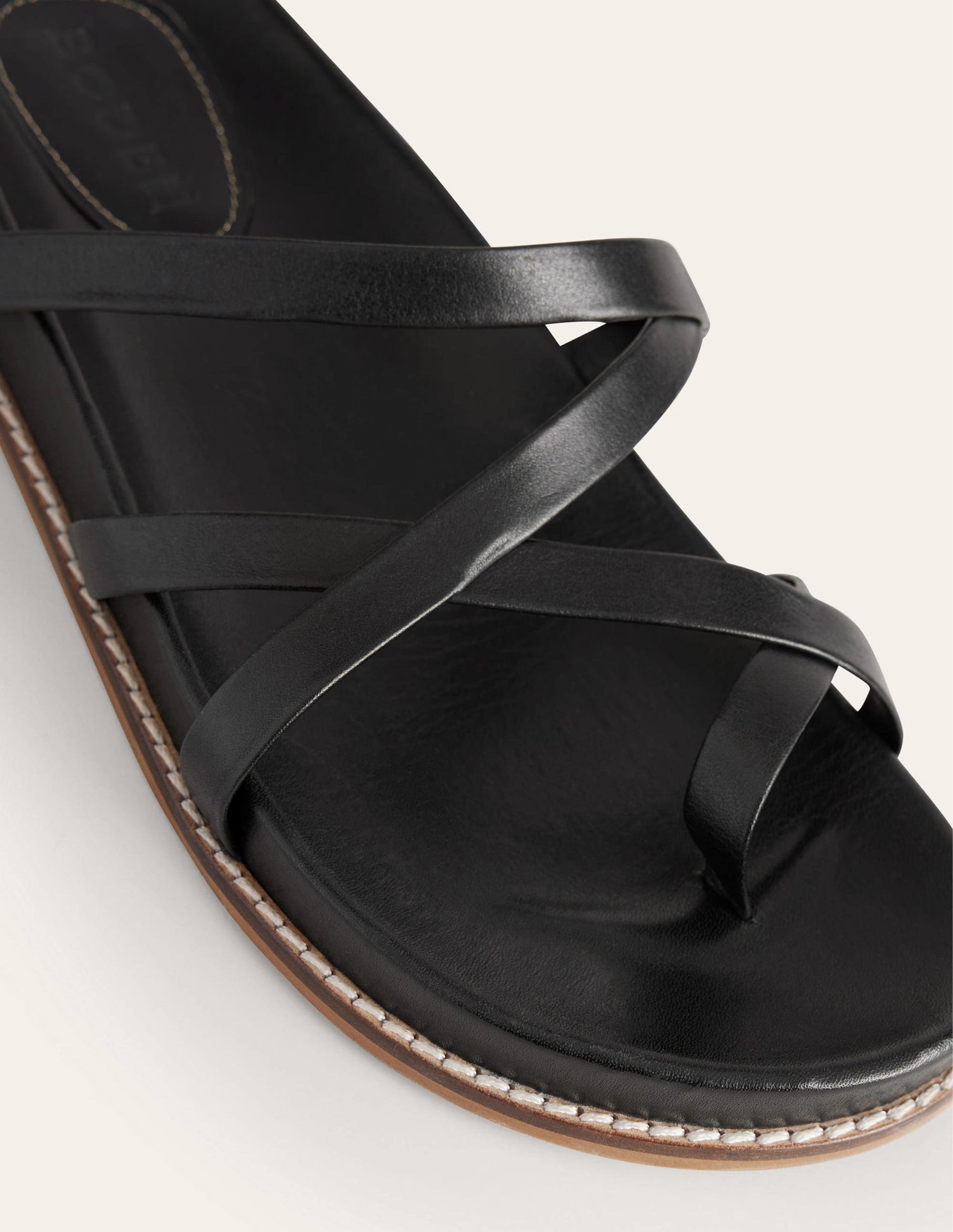 Multi Strap Flat Sandals-Black Leather-3