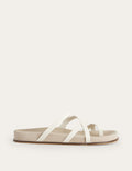 Multi Strap Flat Sandals-Ecru Leather