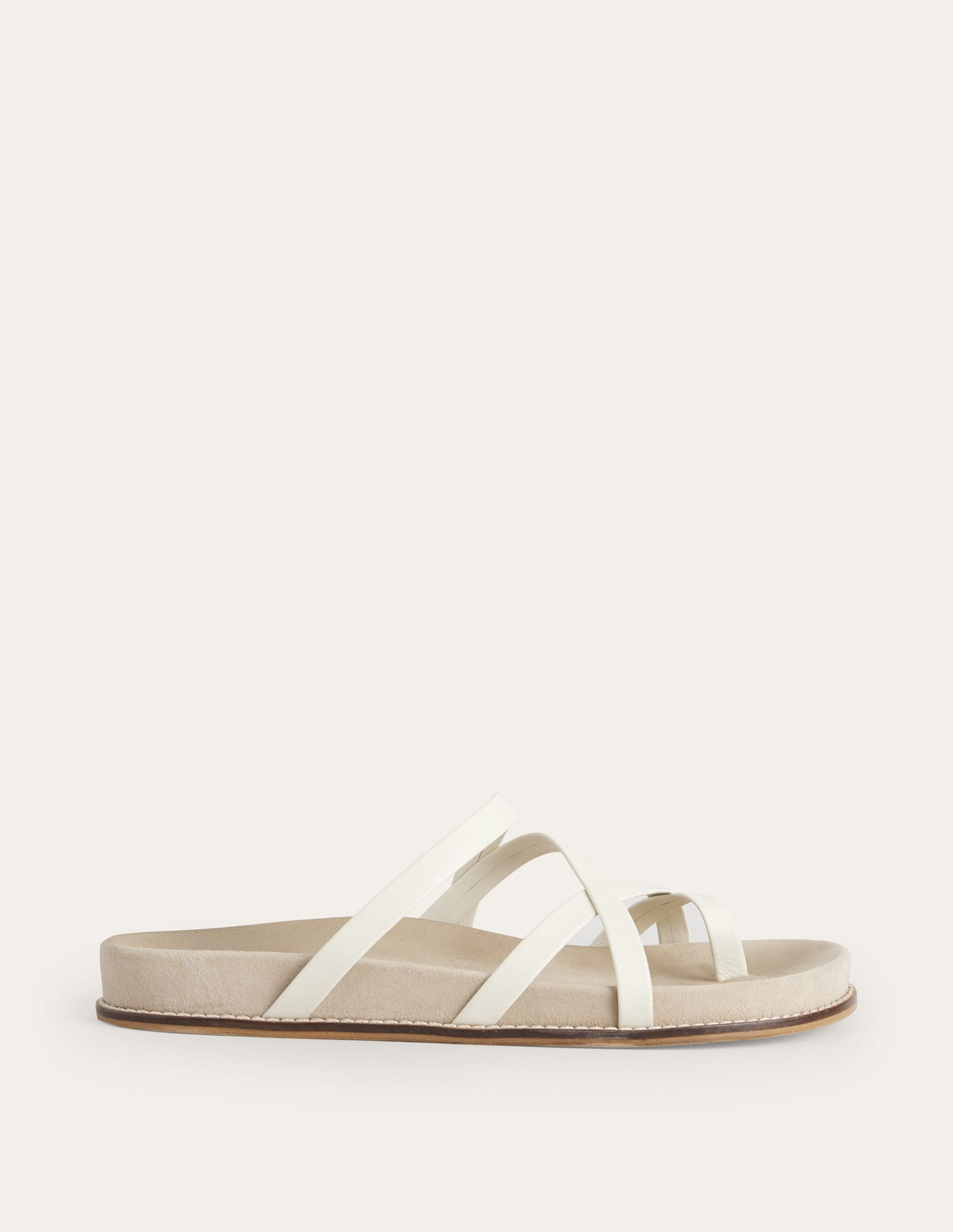Multi Strap Flat Sandals-Ecru Leather-1