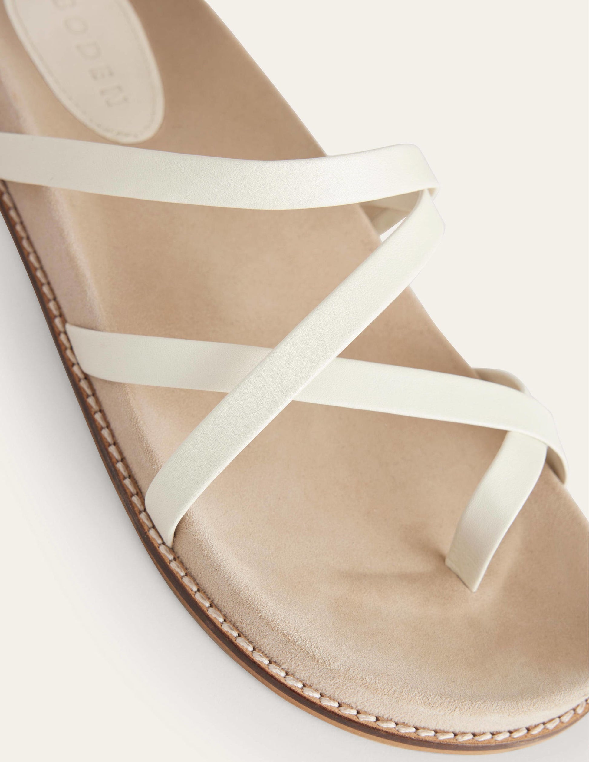Multi Strap Flat Sandals-Ecru Leather-3