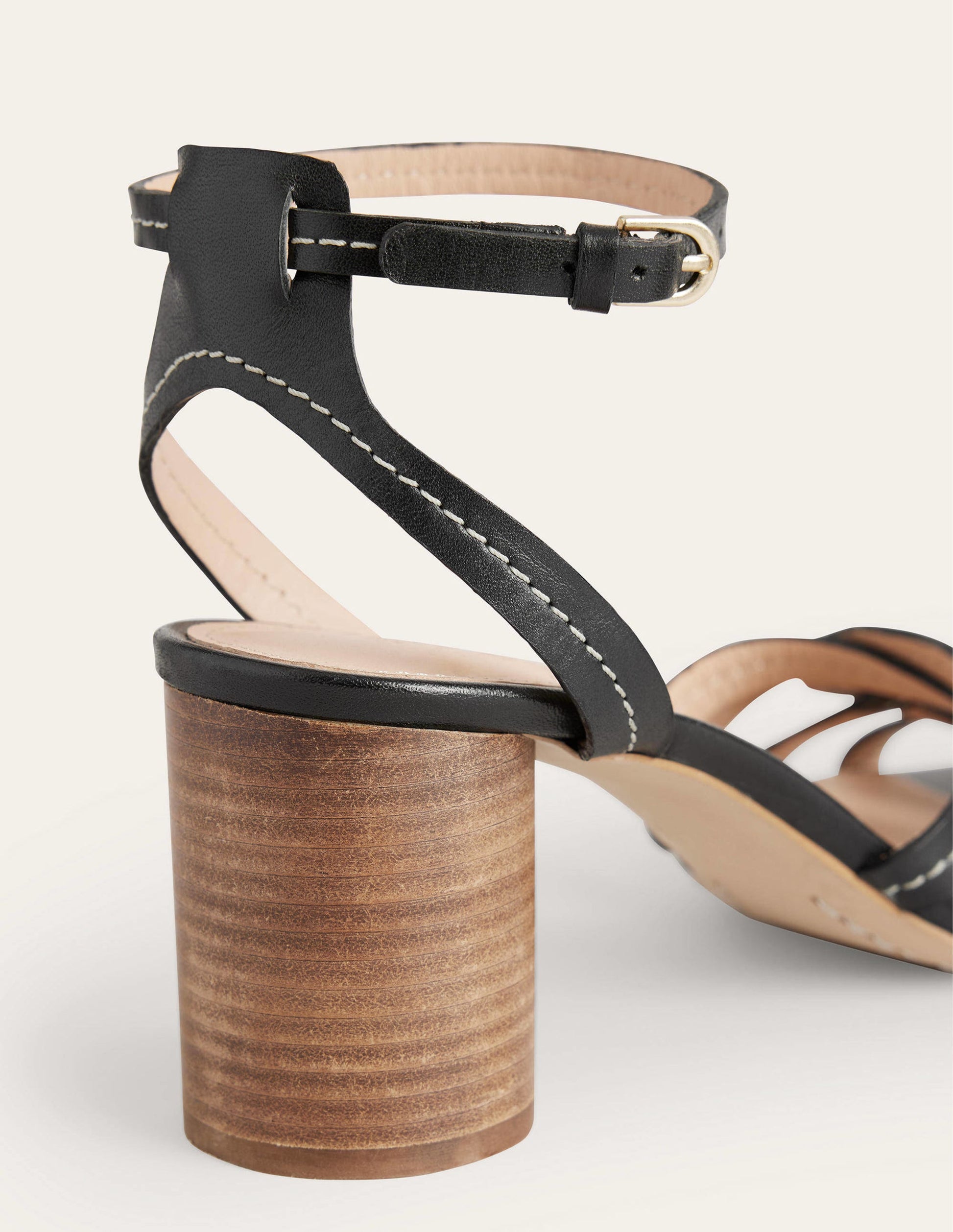 Multi Strap Heeled Sandals-Black Leather-3