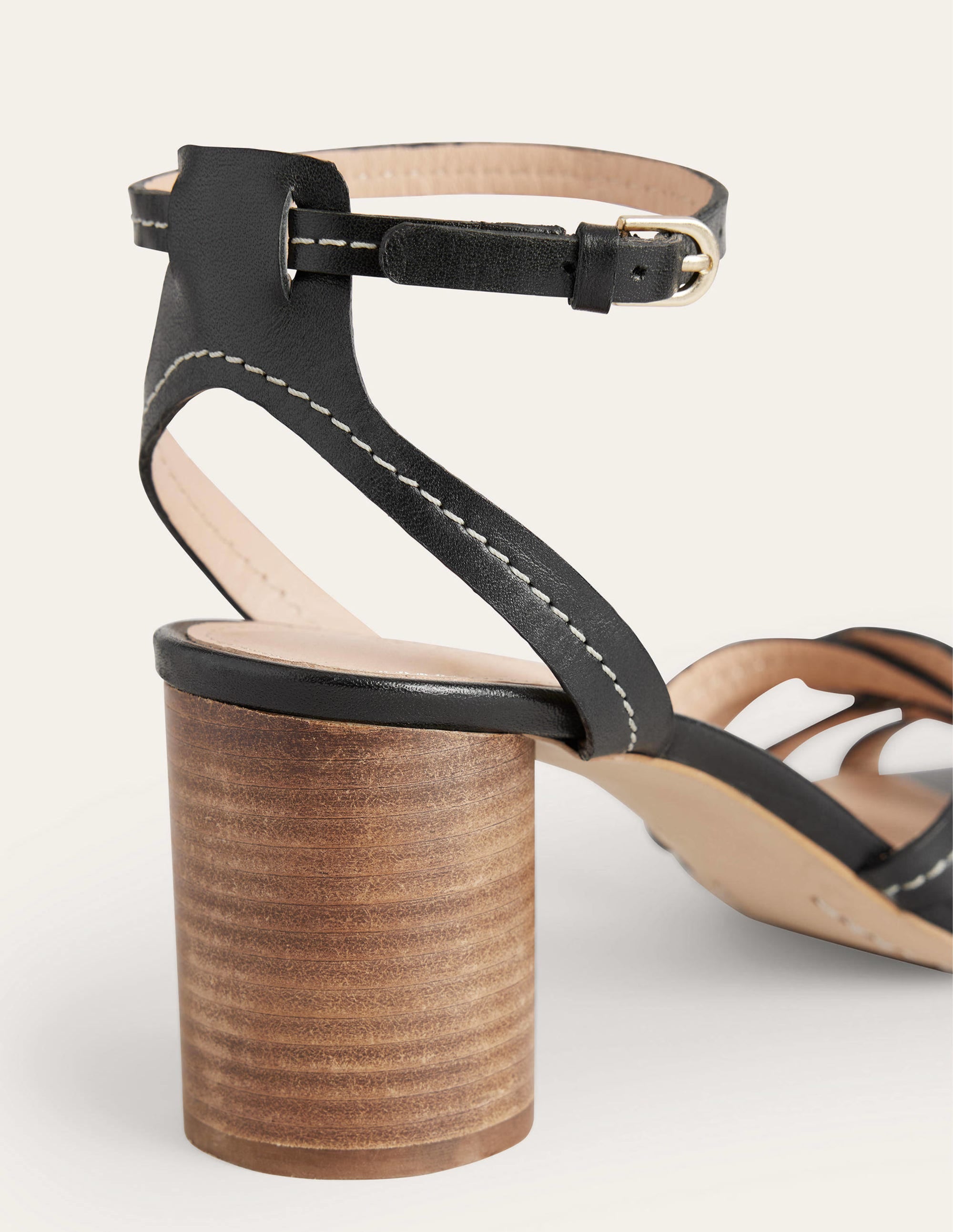 Multi Strap Heeled Sandals-Black Leather - Image 3