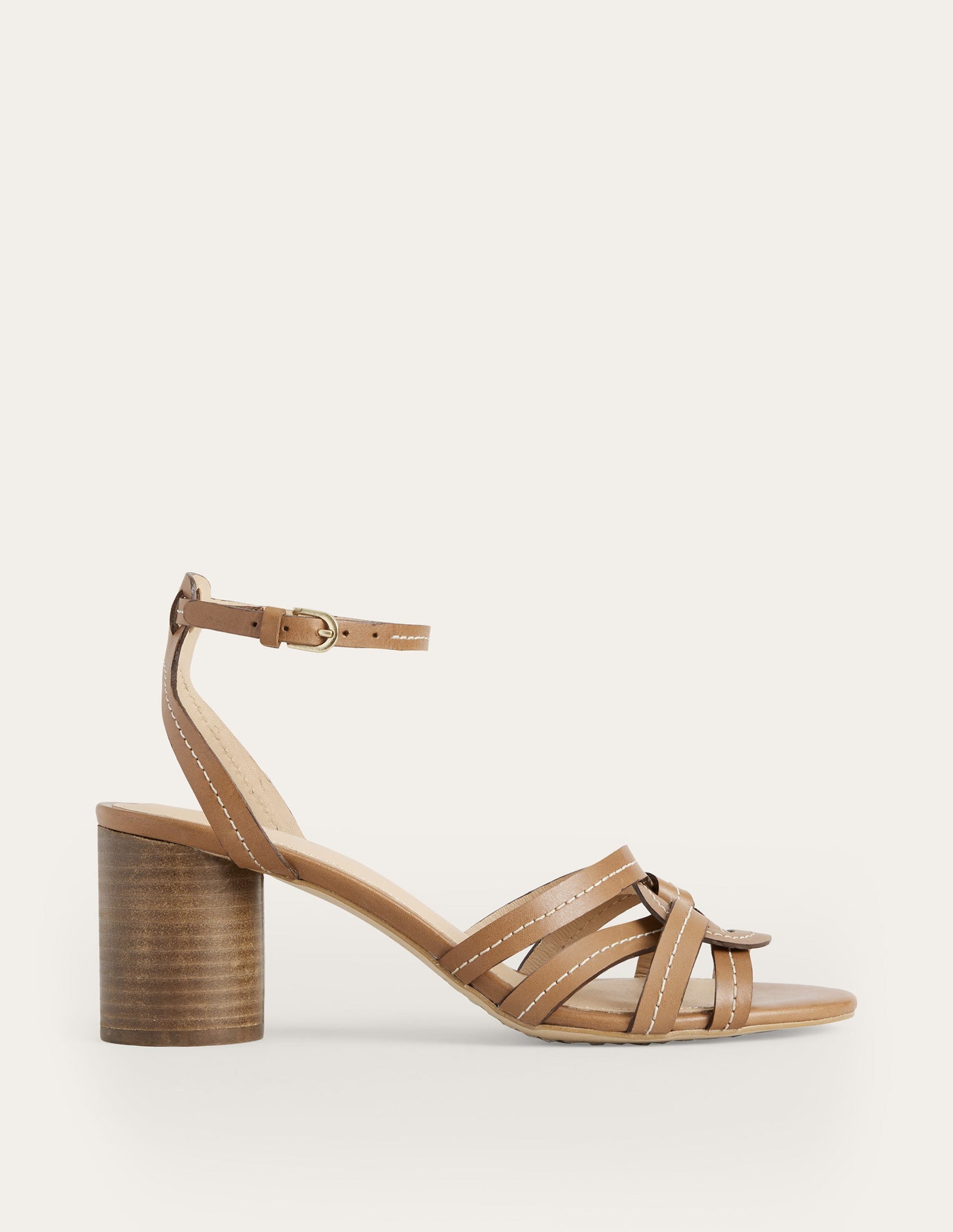 Multi Strap Heeled Sandals-Tan Leather-1