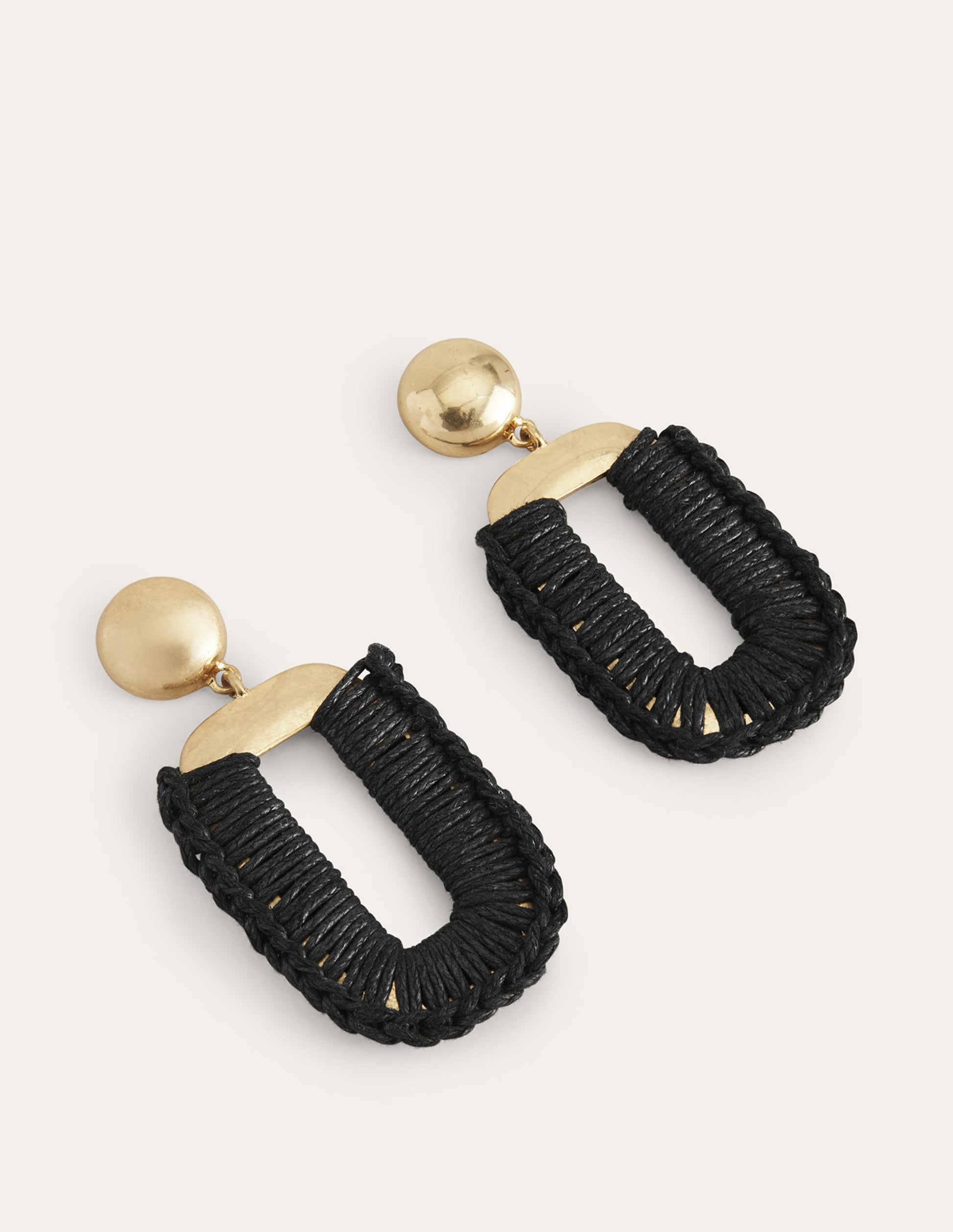 Wrapped Rectangle Earrings-Black-2