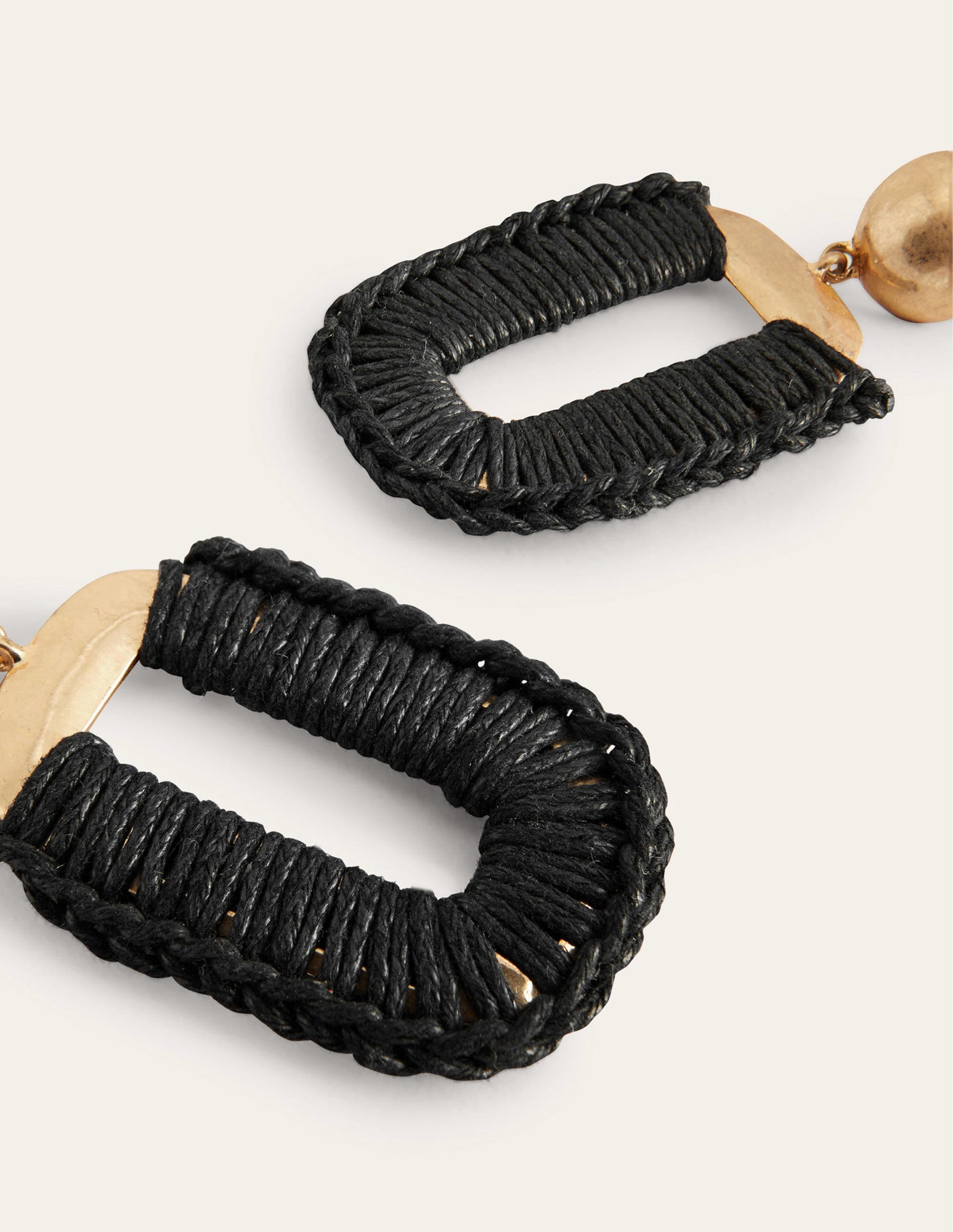 Wrapped Rectangle Earrings-Black - Image 3
