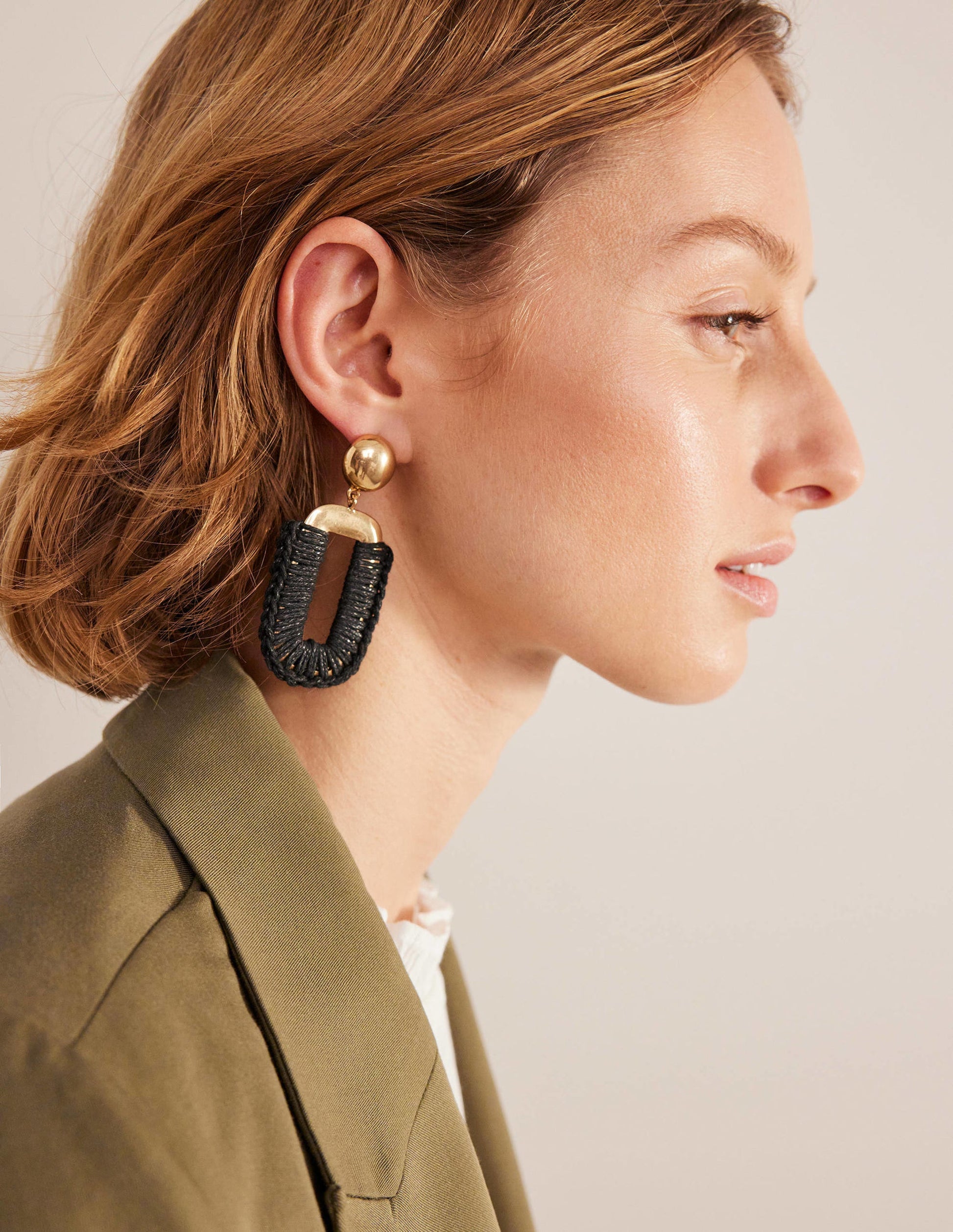 Wrapped Rectangle Earrings-Black-1
