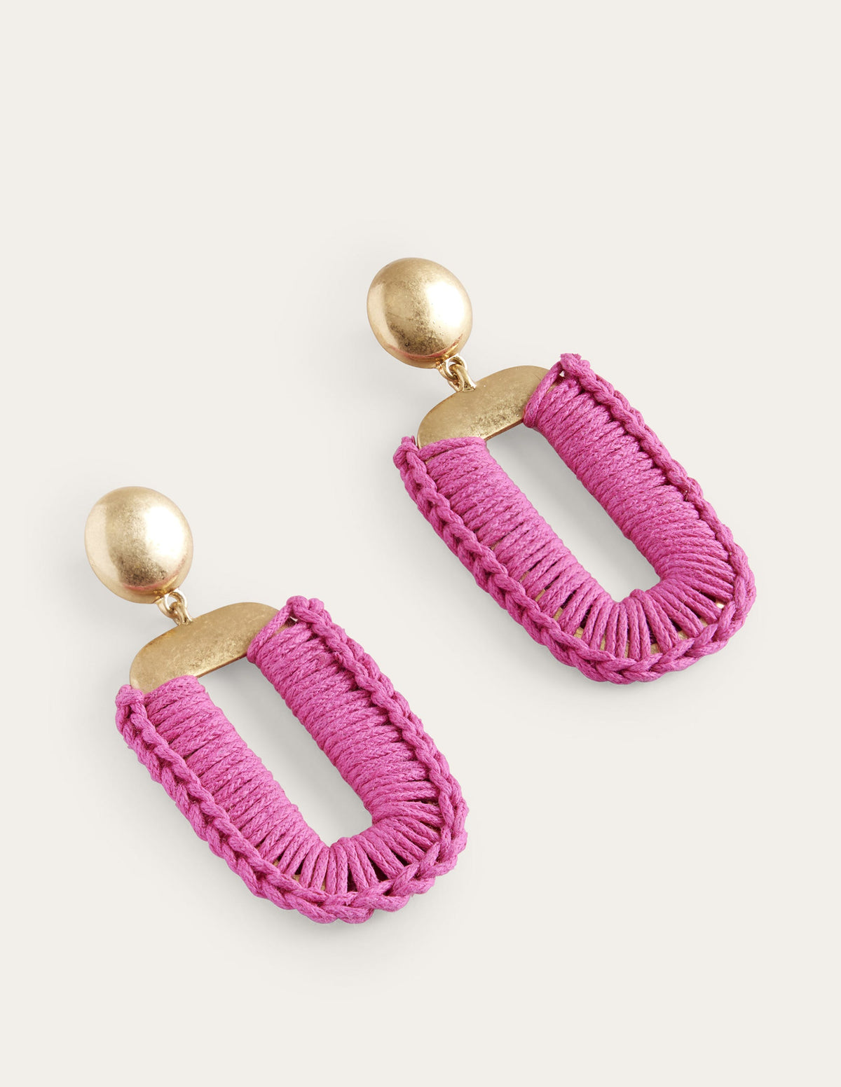 Wrapped Rectangle Earrings-Amazing Pink-3