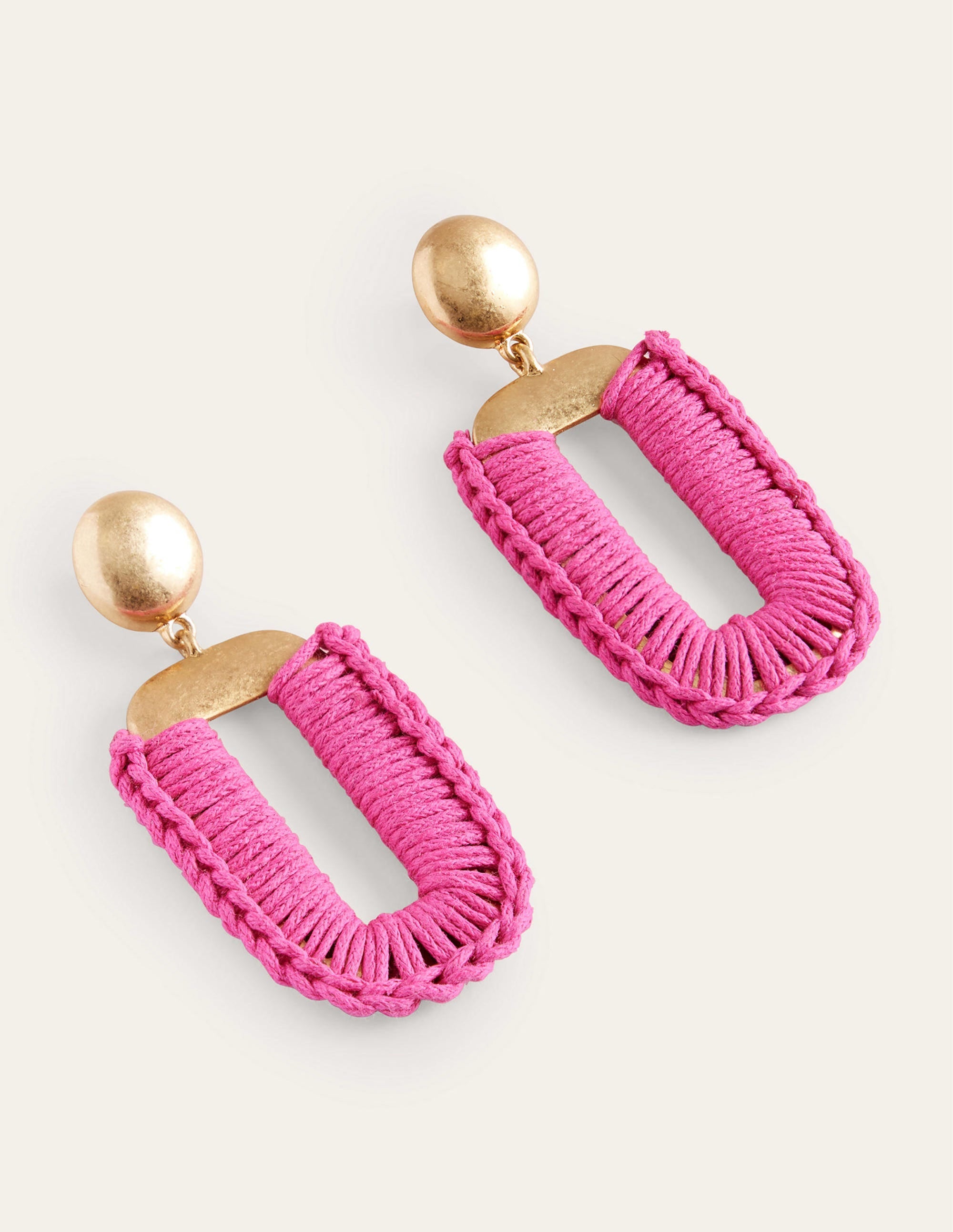 Wrapped Rectangle Earrings-Amazing Pink - Image 2