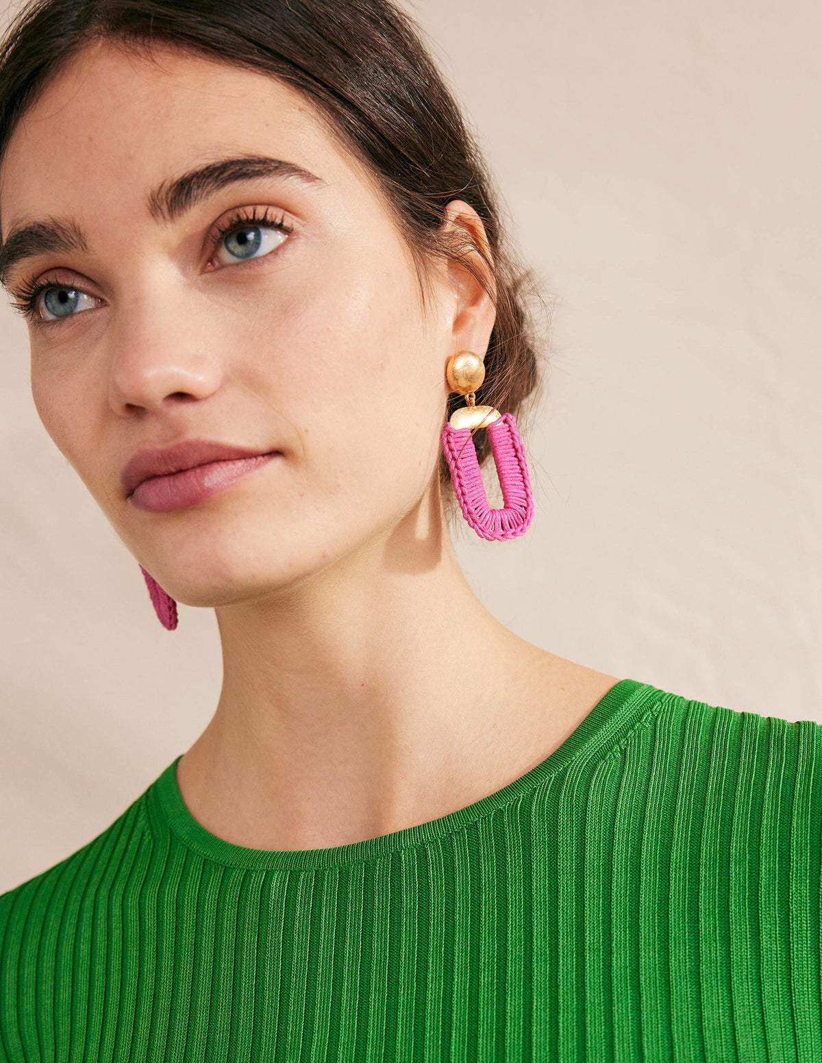 Wrapped Rectangle Earrings-Amazing Pink-1