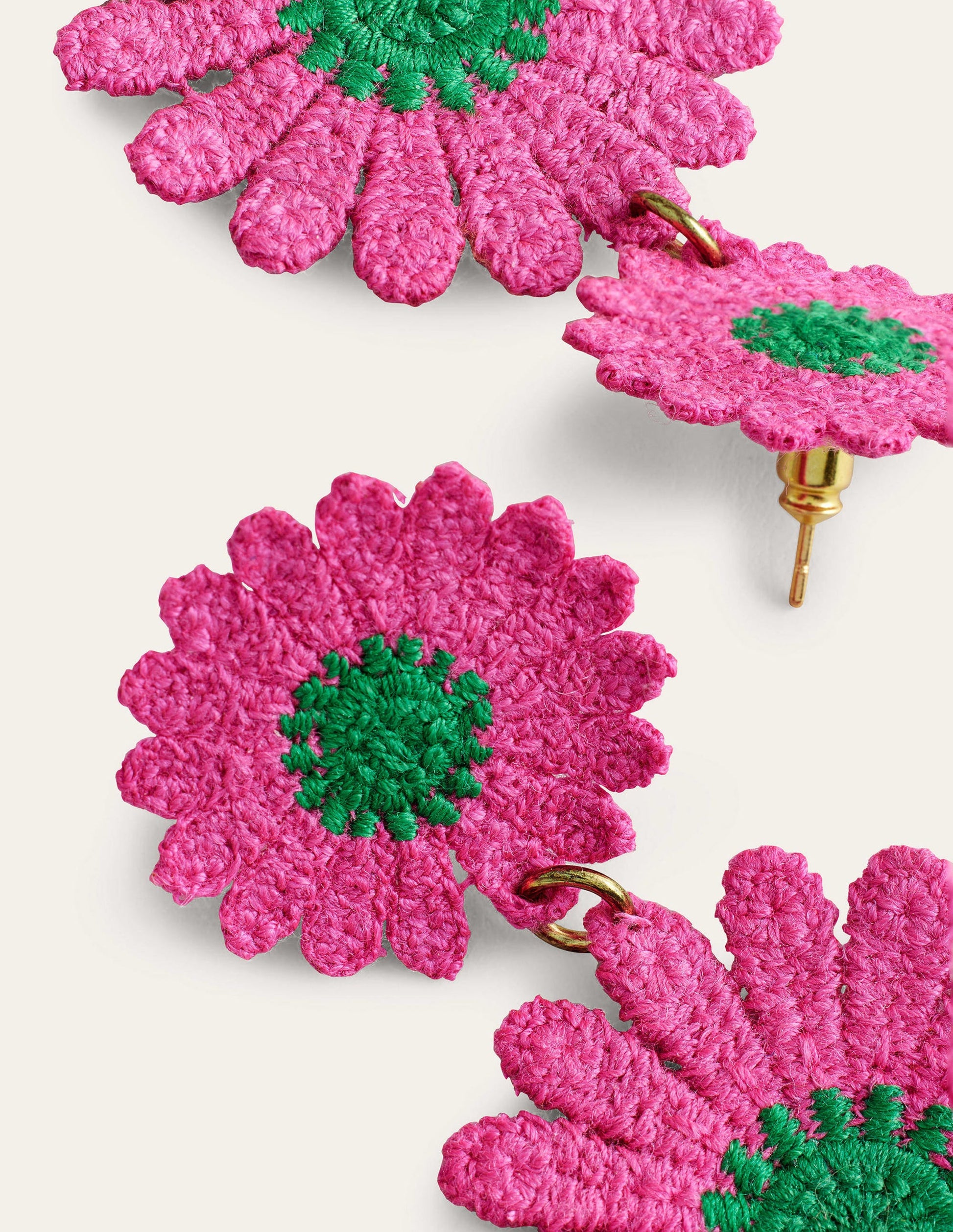 Floral Lace Earrings-Pink-3