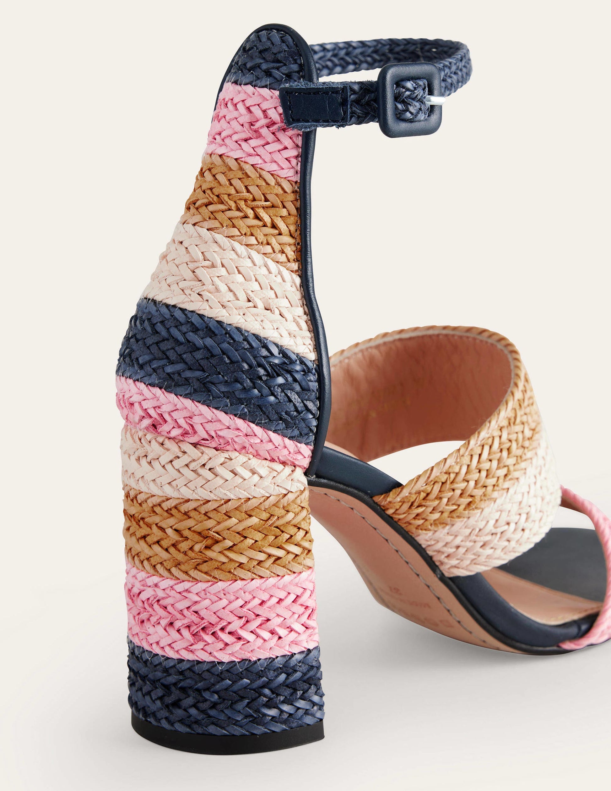 Woven Striped Heeled Sandals-Multi-4