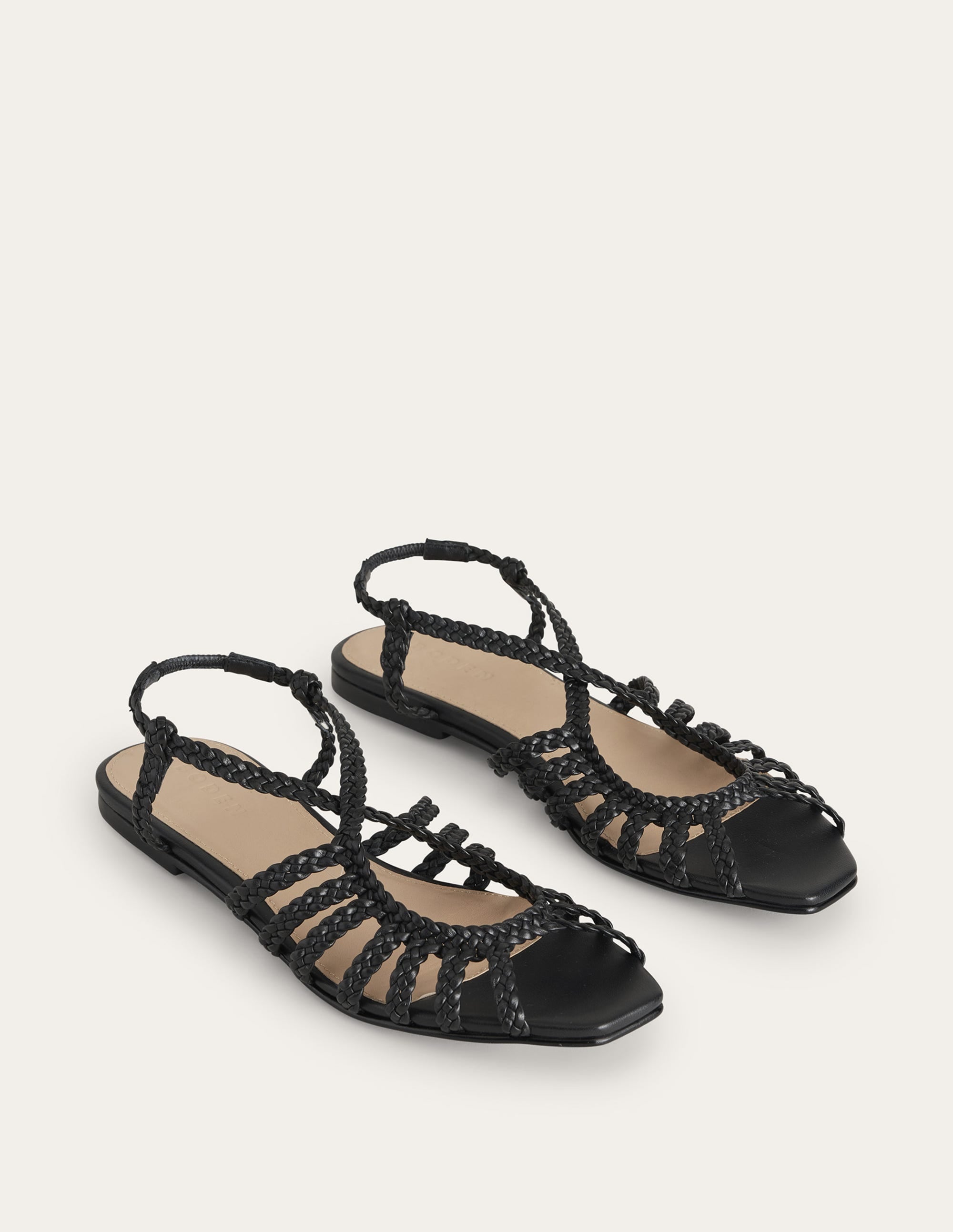 Woven Multistrap Flat Sandals-Black - Image 3