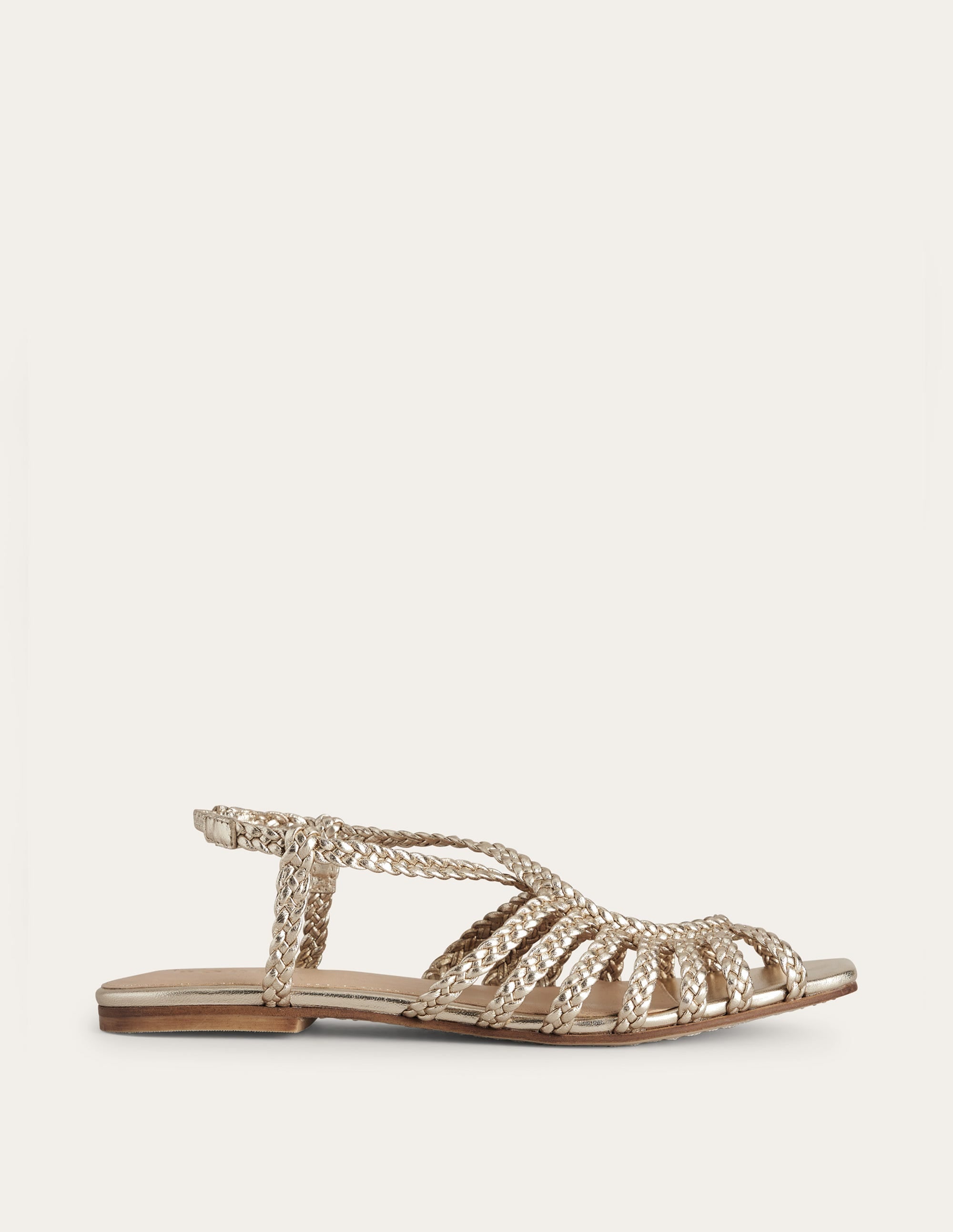 Woven Multistrap Flat Sandals-Gold - Image 2