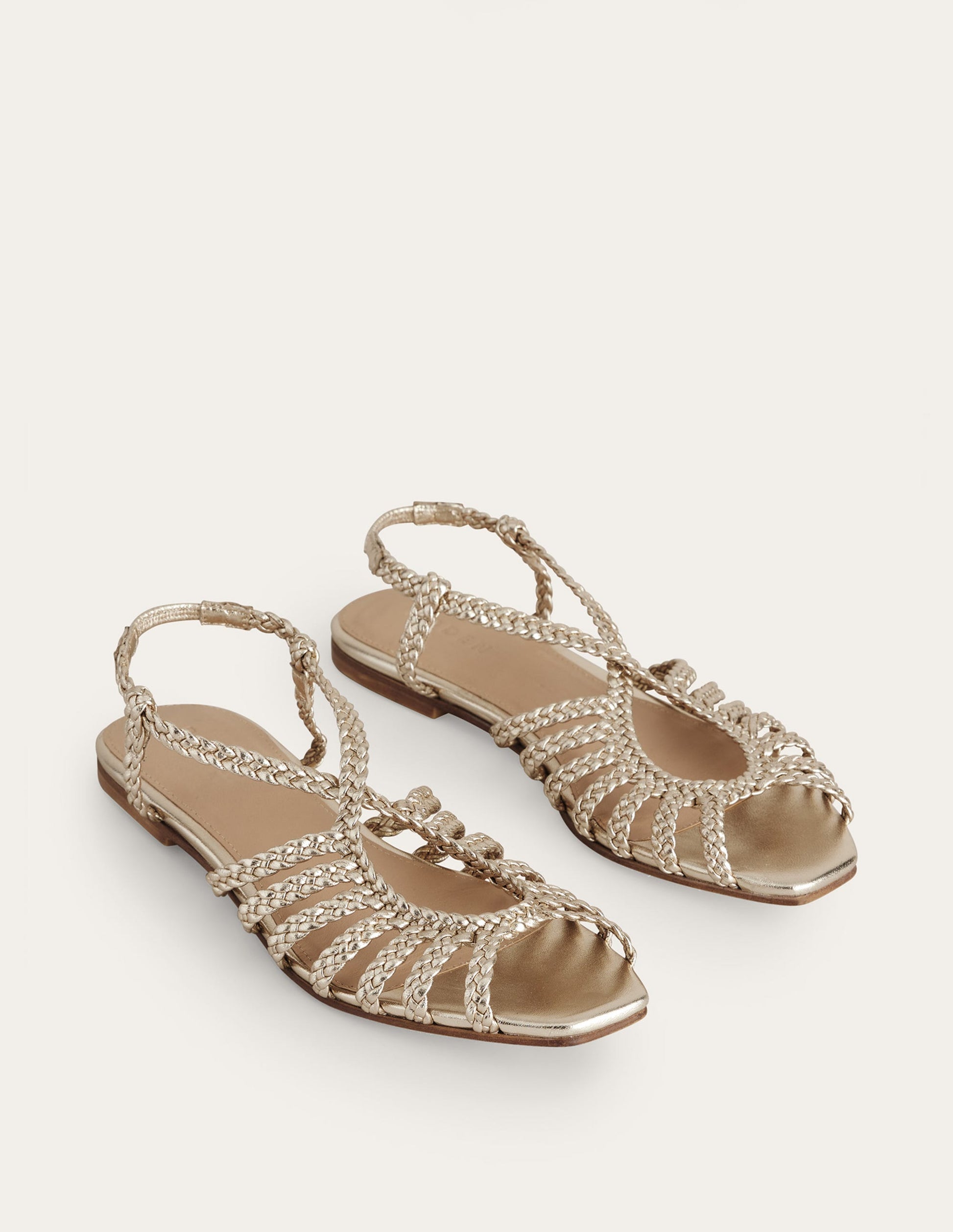 Woven Multistrap Flat Sandals-Gold-3