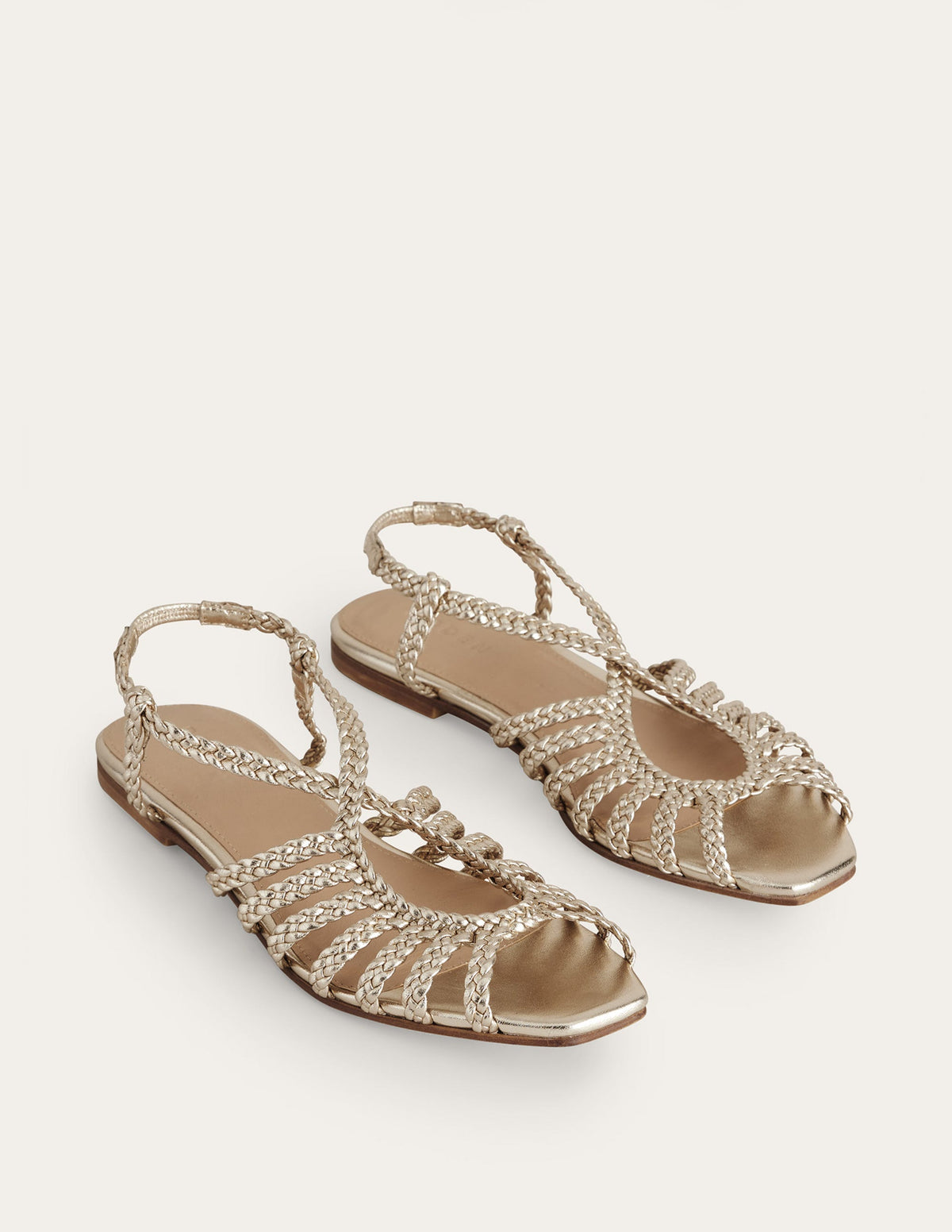 Woven Multistrap Flat Sandals-Gold - Image 3