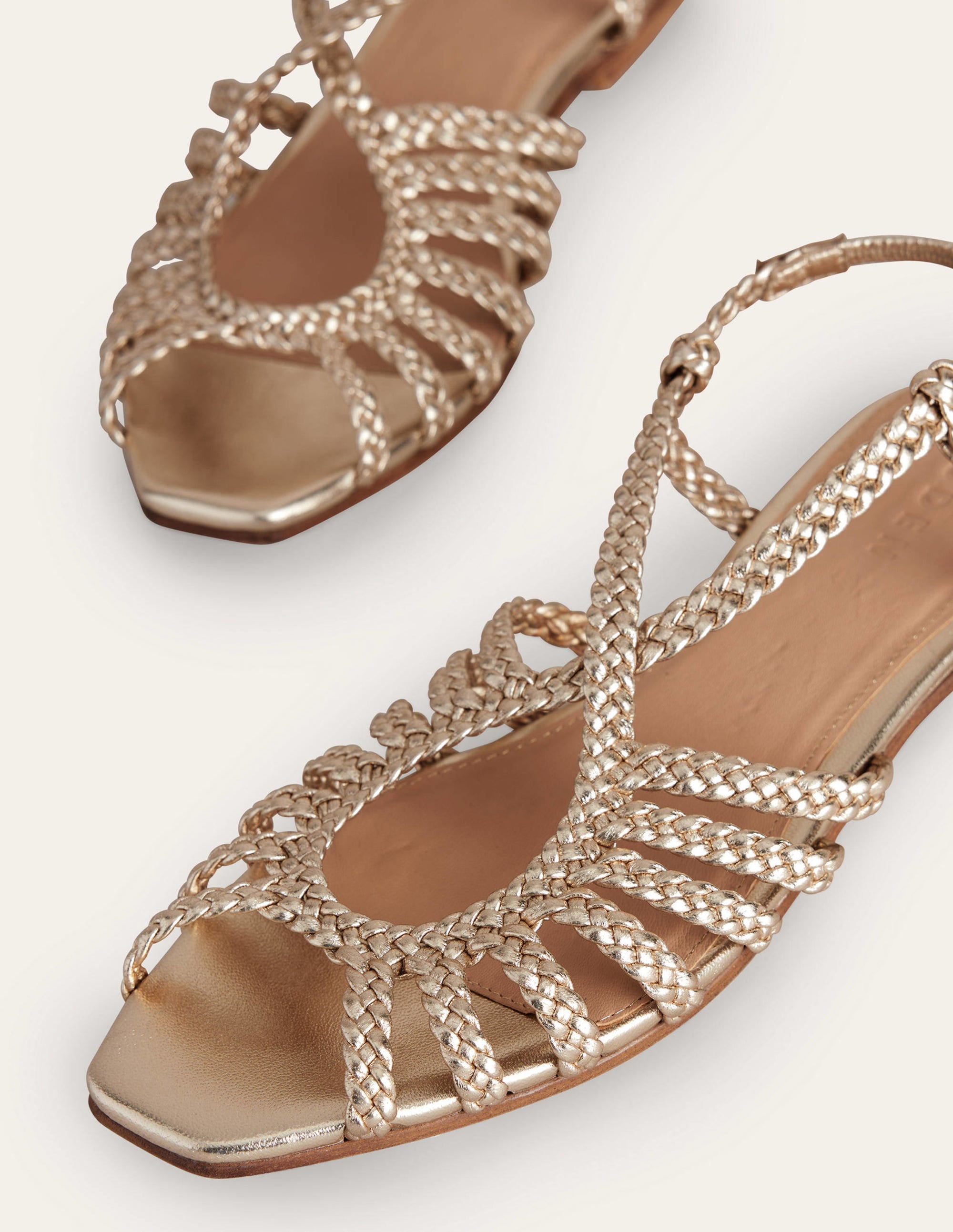 Woven Multistrap Flat Sandals-Gold - Image 4