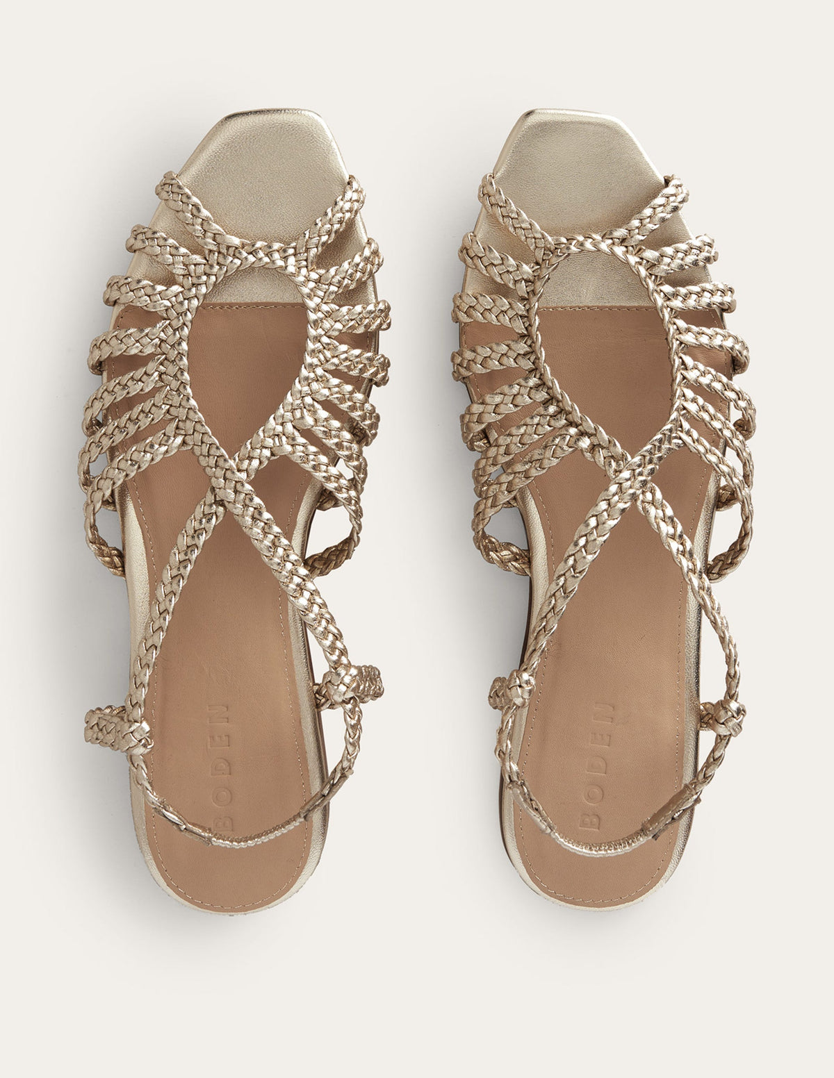 Woven Multistrap Flat Sandals-Gold-5