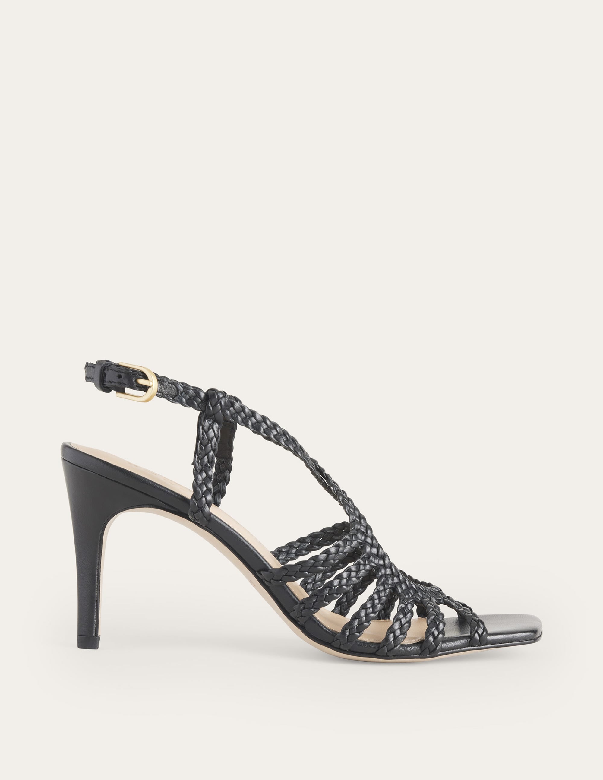 Woven Multistrap Heeled Sandal-Black - Image 2