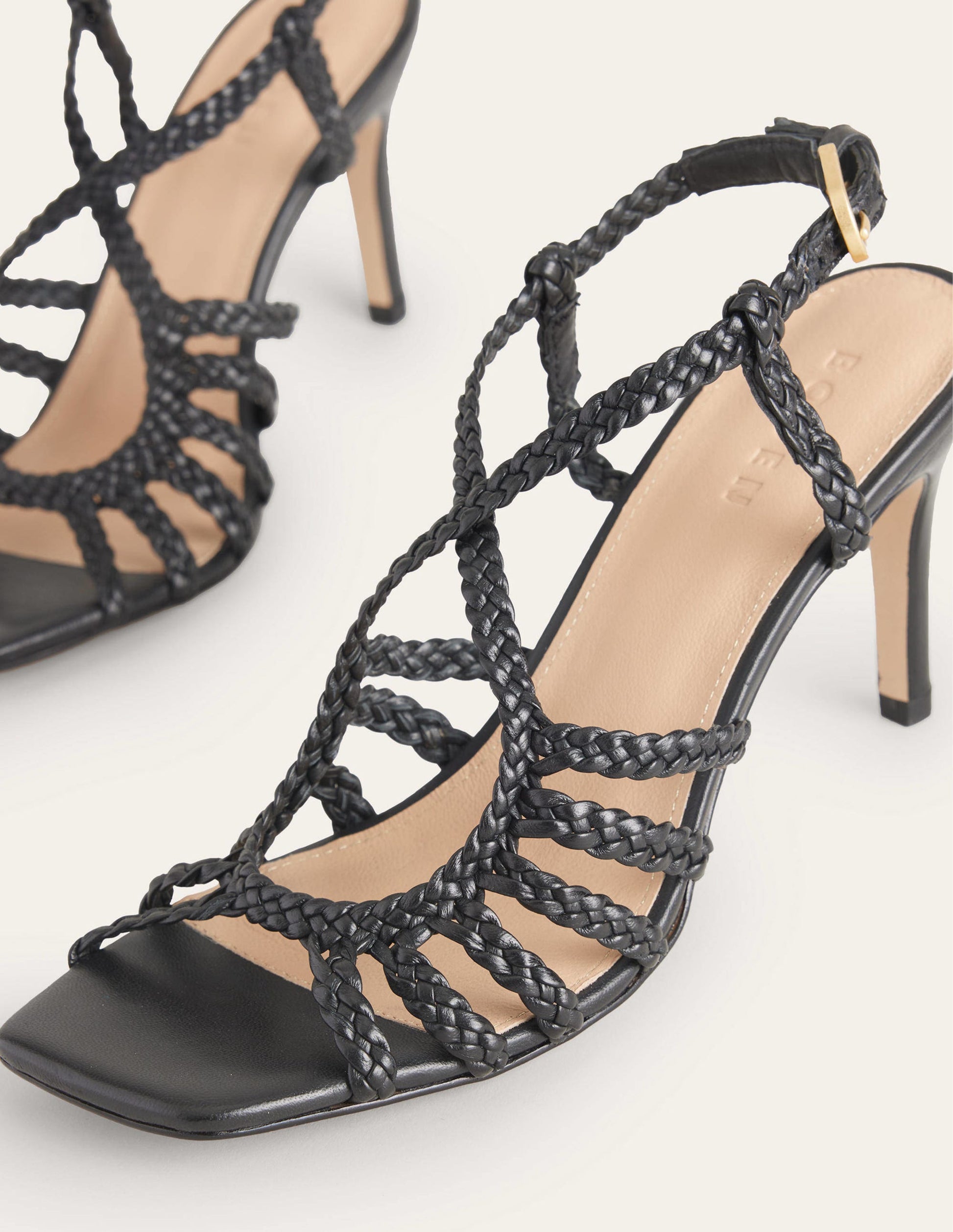 Woven Multistrap Heeled Sandal-Black-4