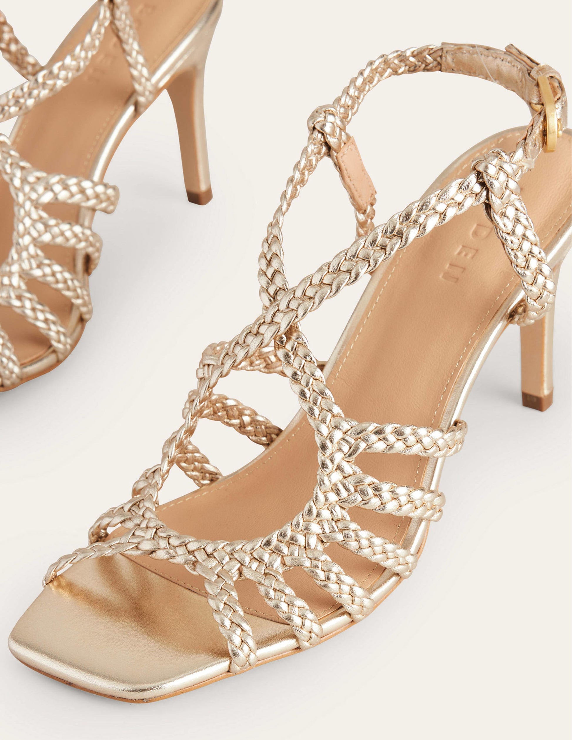 Woven Multistrap Heeled Sandal-Gold-4