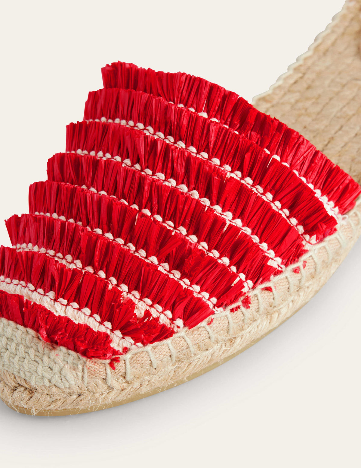 Fringe Detail Flat Espadrilles-Vermillion Red-4