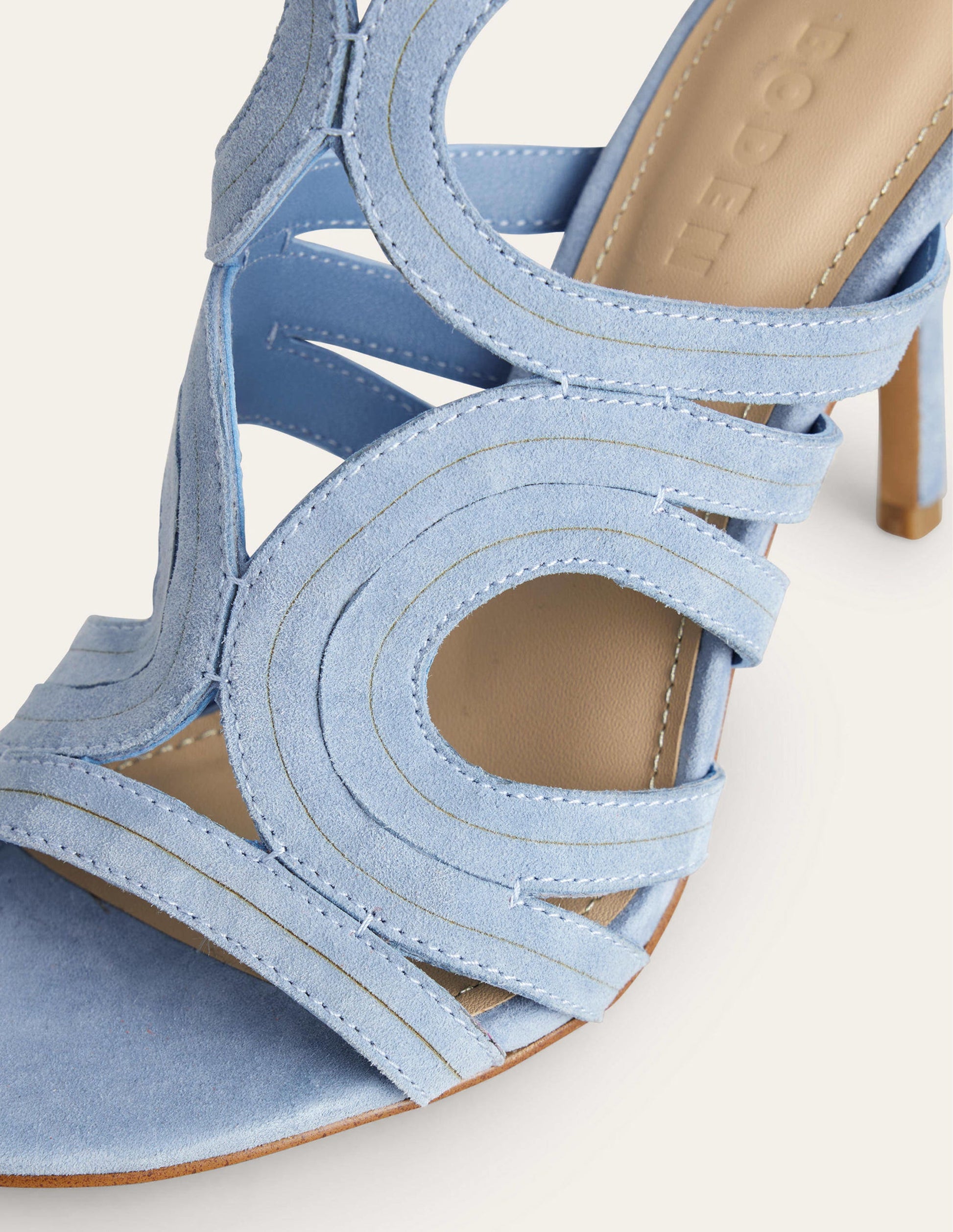Cut Out Heeled Sandals-Delph Blue Suede-4