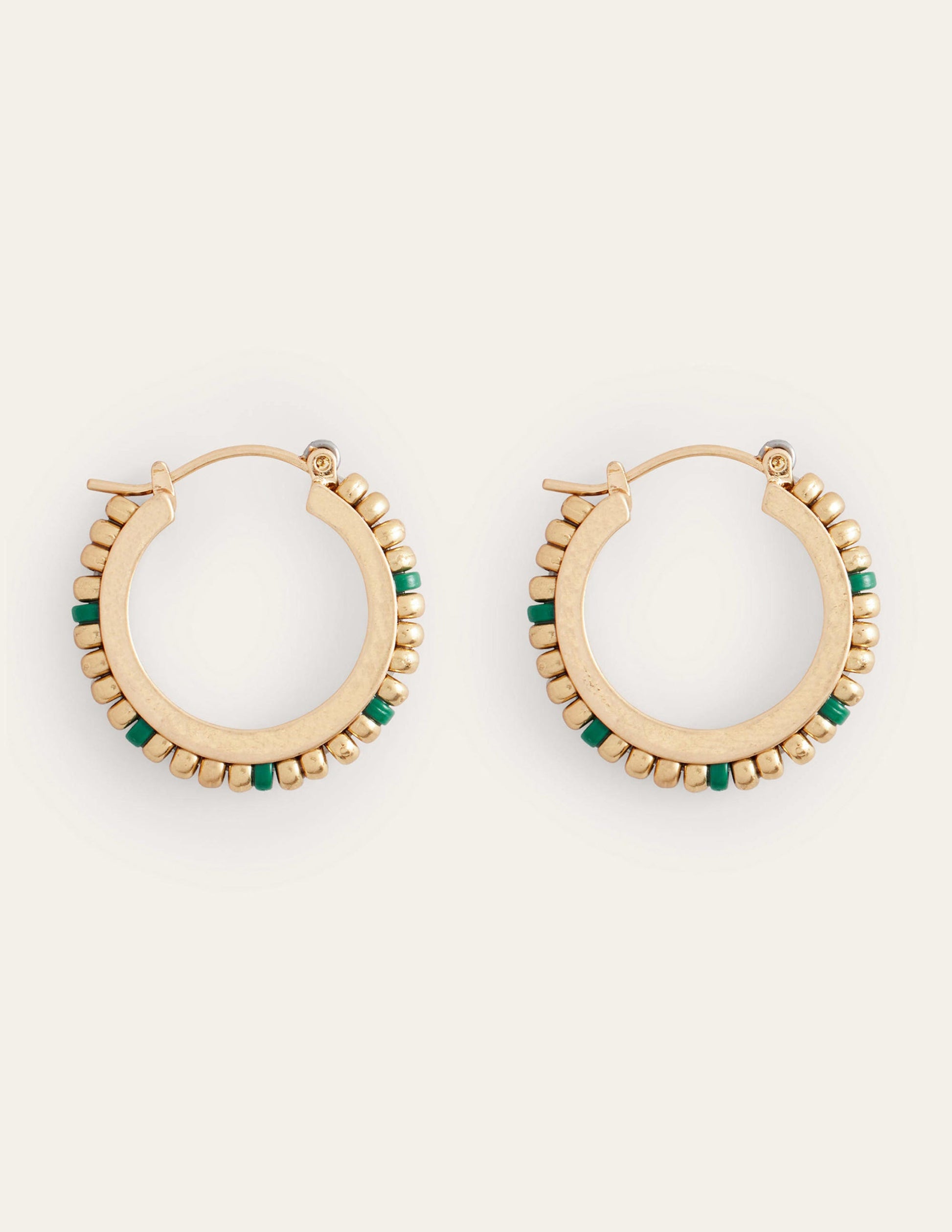 Small Beaded Hoops-Green-4