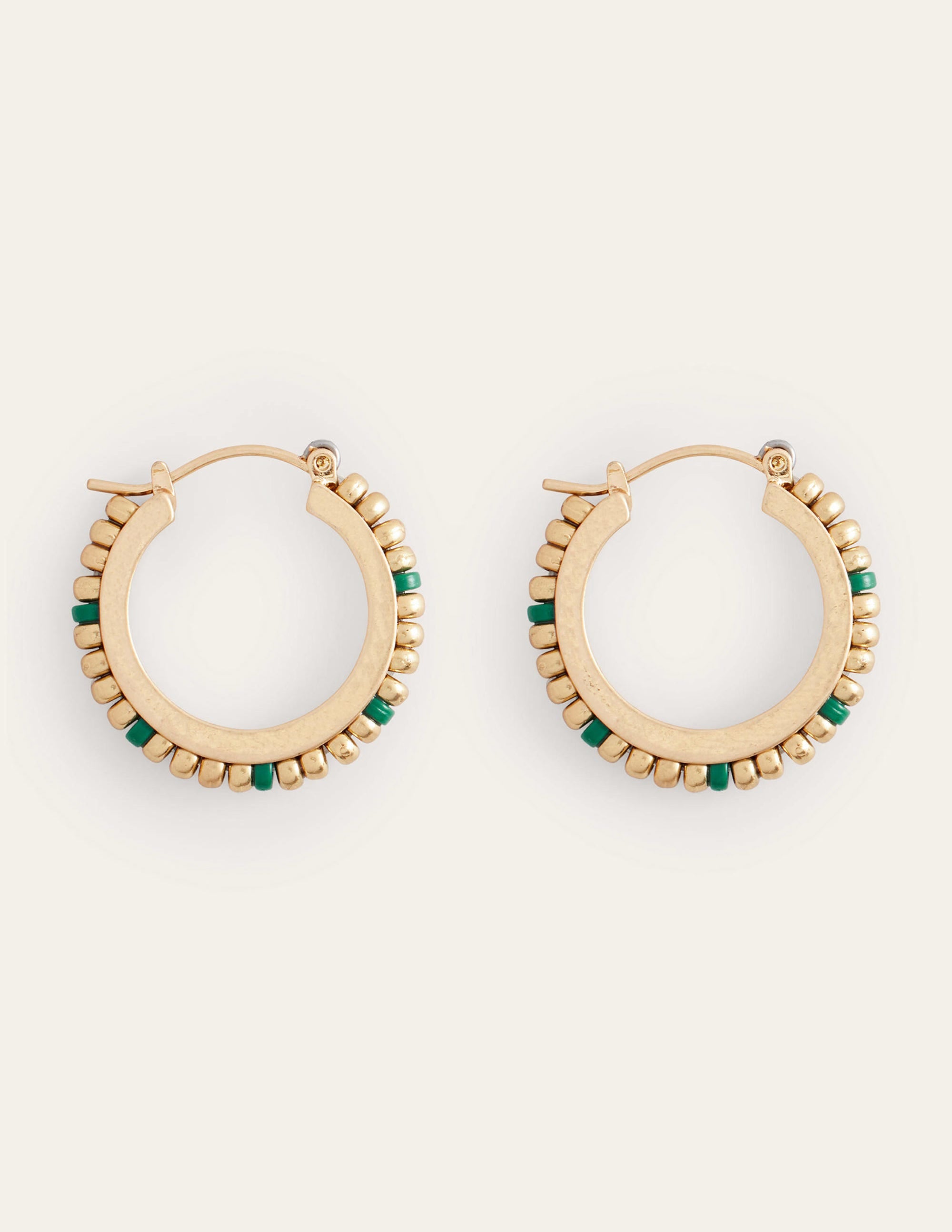 Small Beaded Hoops-Green - Image 4