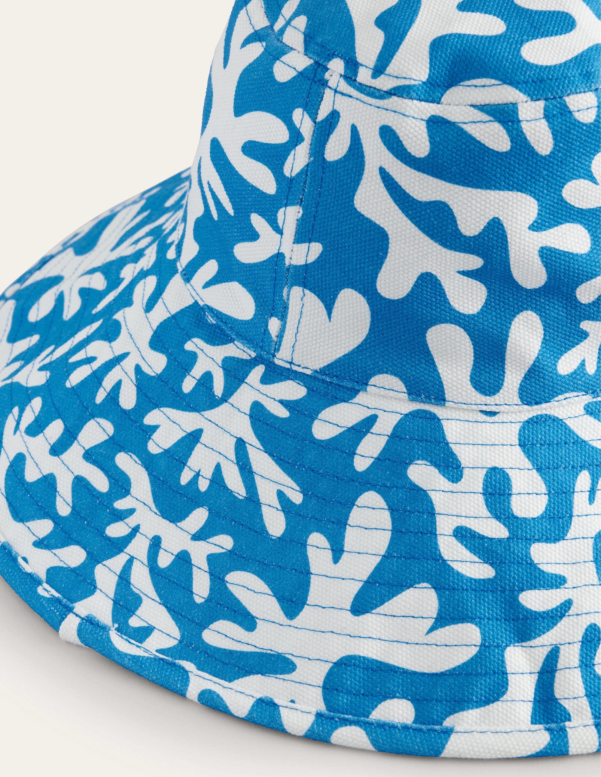 Printed Canvas Bucket Hat-Blue Coral - Image 4